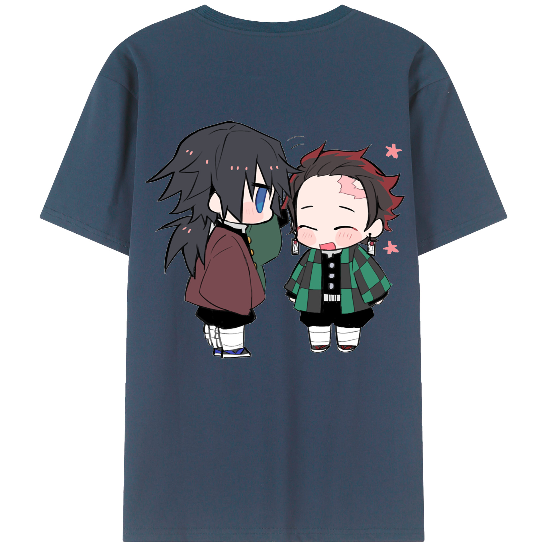 （画像用） 鬼滅の刃（きめつのやいば）水柱-冨岡 義勇／とみおか ぎゆう Tomioka Giyuu 綿100％ メンズ半袖Tシャツ（バックプリント） 通気性