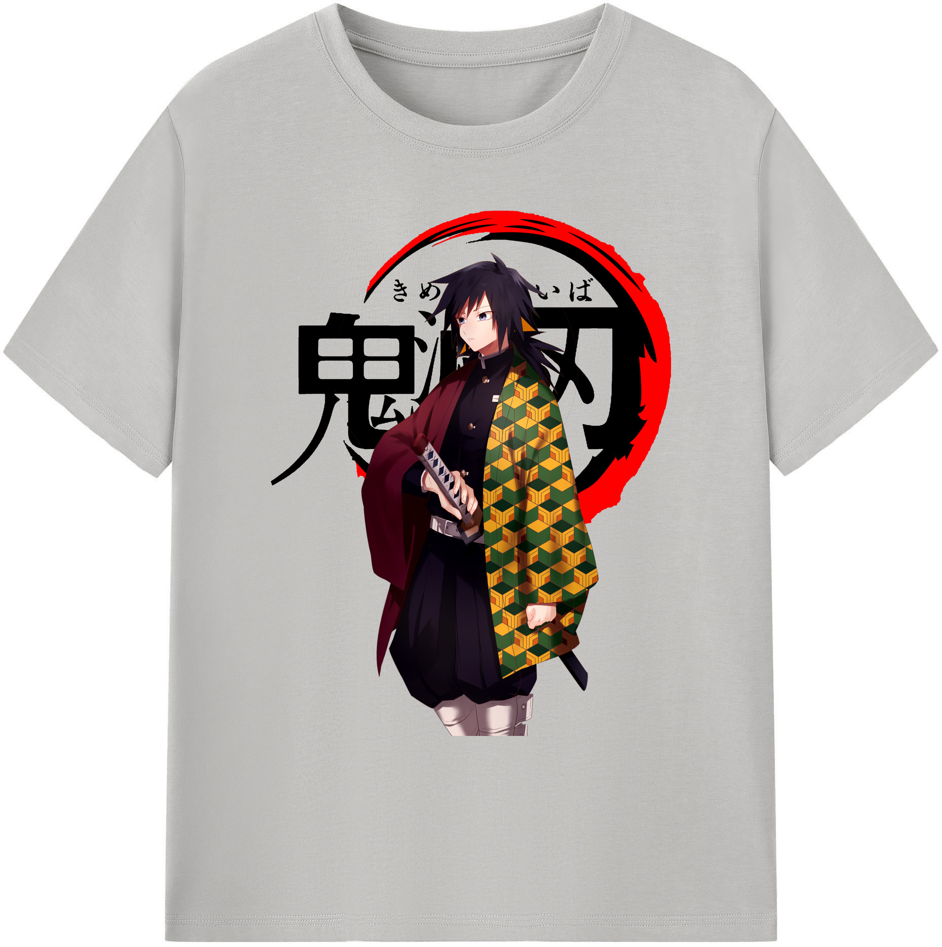 （画像用） 鬼滅の刃（きめつのやいば）水柱-冨岡 義勇／とみおか ぎゆう Tomioka Giyuu 綿100％ メンズ半袖Tシャツ｜肌触りやわらか＆通気性