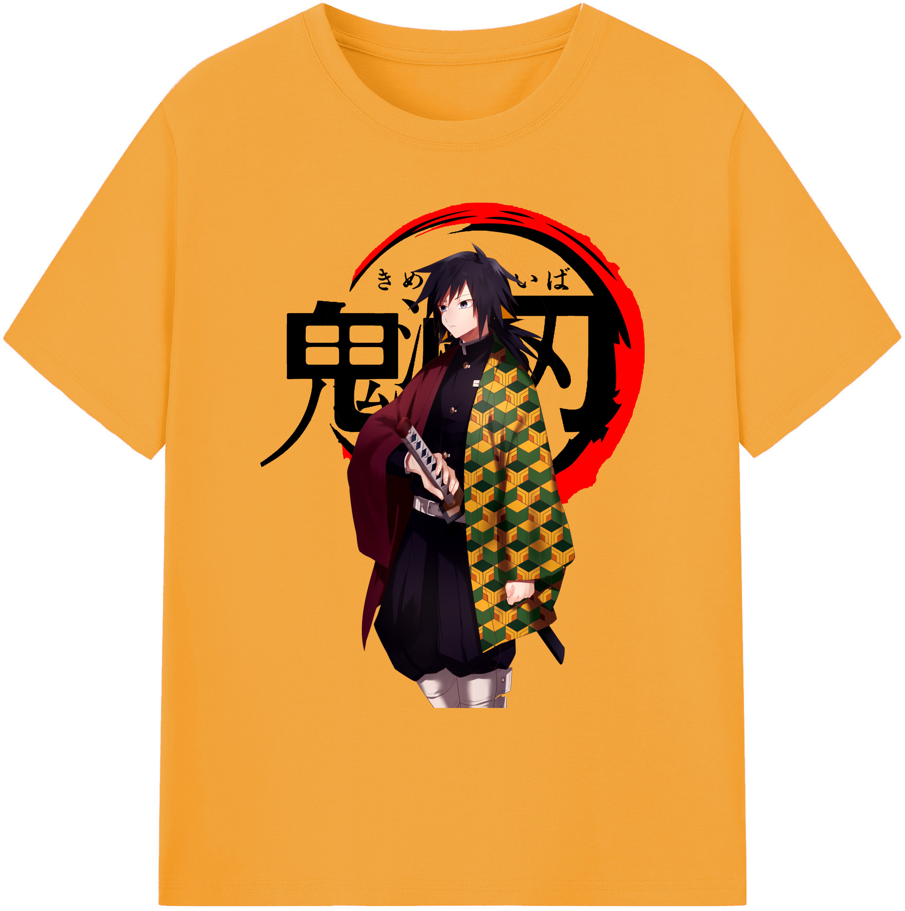 （画像用） 鬼滅の刃（きめつのやいば）水柱-冨岡 義勇／とみおか ぎゆう Tomioka Giyuu 綿100％ メンズ半袖Tシャツ｜肌触りやわらか＆通気性