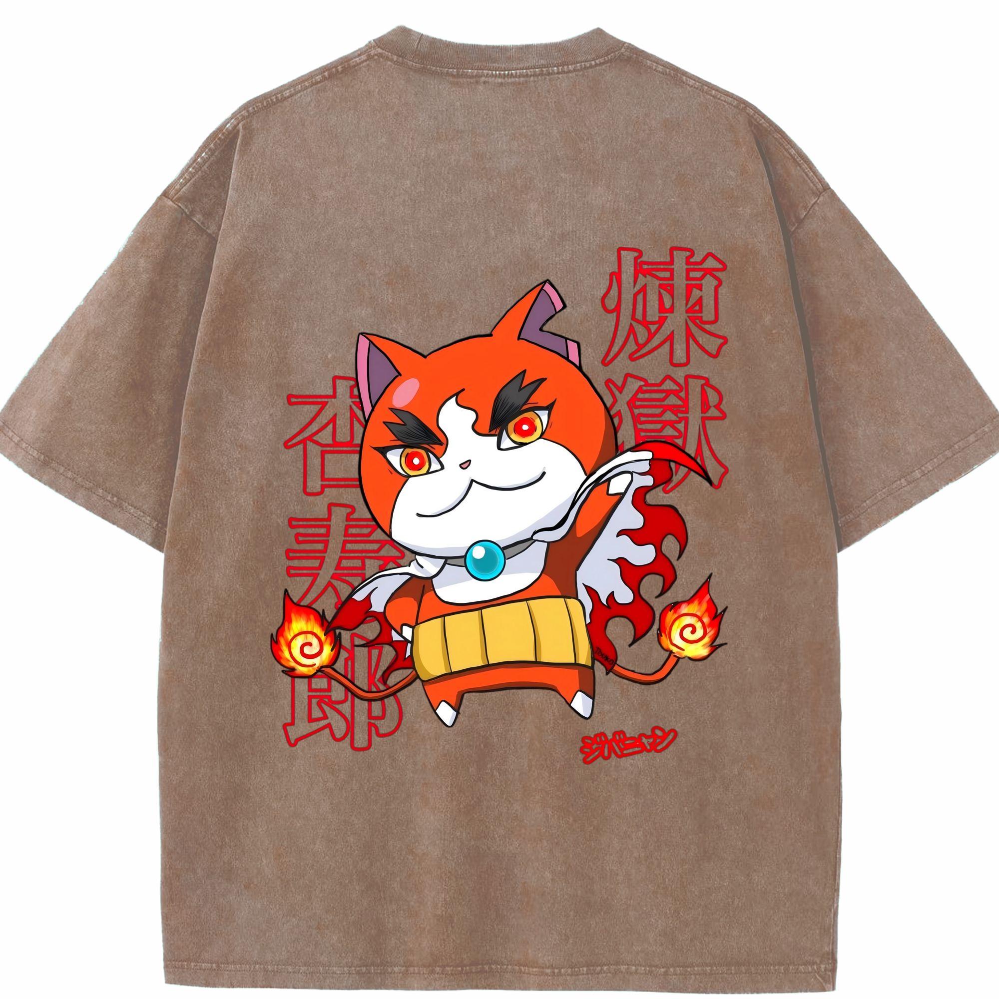 （画像用） 鬼滅の刃（きめつのやいば）炎柱-煉󠄁獄 杏寿郎／れんごく きょうじゅろう Rengoku Kyoujurou 綿100% ヴィンテージ風 半袖Tシャツ（背面プリント）