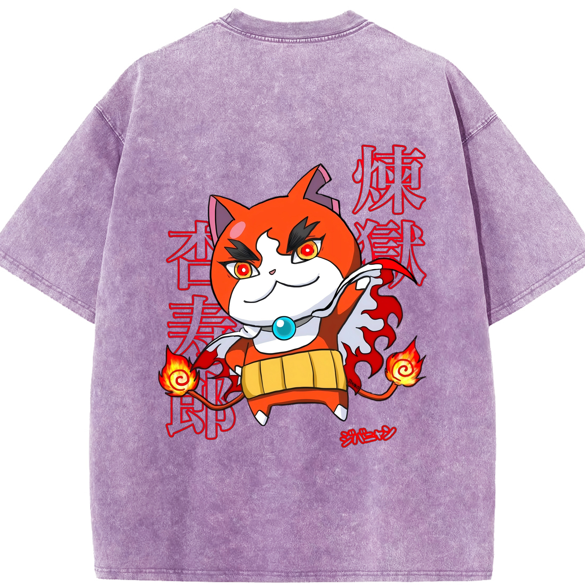 （画像用） 鬼滅の刃（きめつのやいば）炎柱-煉󠄁獄 杏寿郎／れんごく きょうじゅろう Rengoku Kyoujurou 綿100% ヴィンテージ風 半袖Tシャツ（背面プリント）