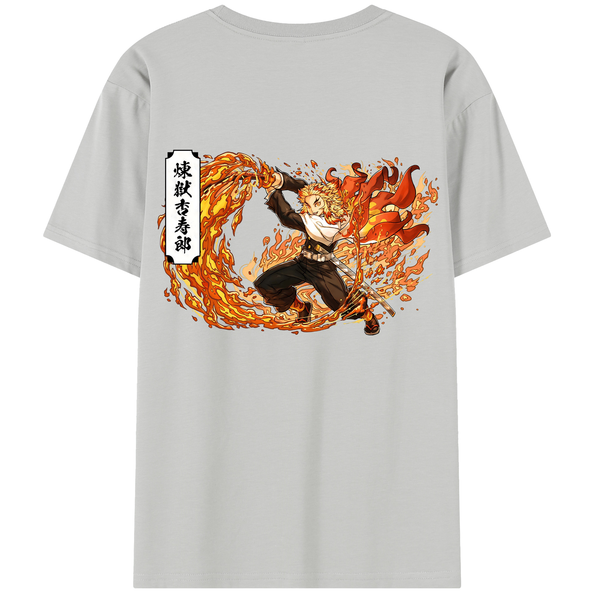 （画像用） 鬼滅の刃（きめつのやいば）炎柱-煉󠄁獄 杏寿郎／れんごく きょうじゅろう Rengoku Kyoujurou レディース半袖Tシャツ(バックプリント)