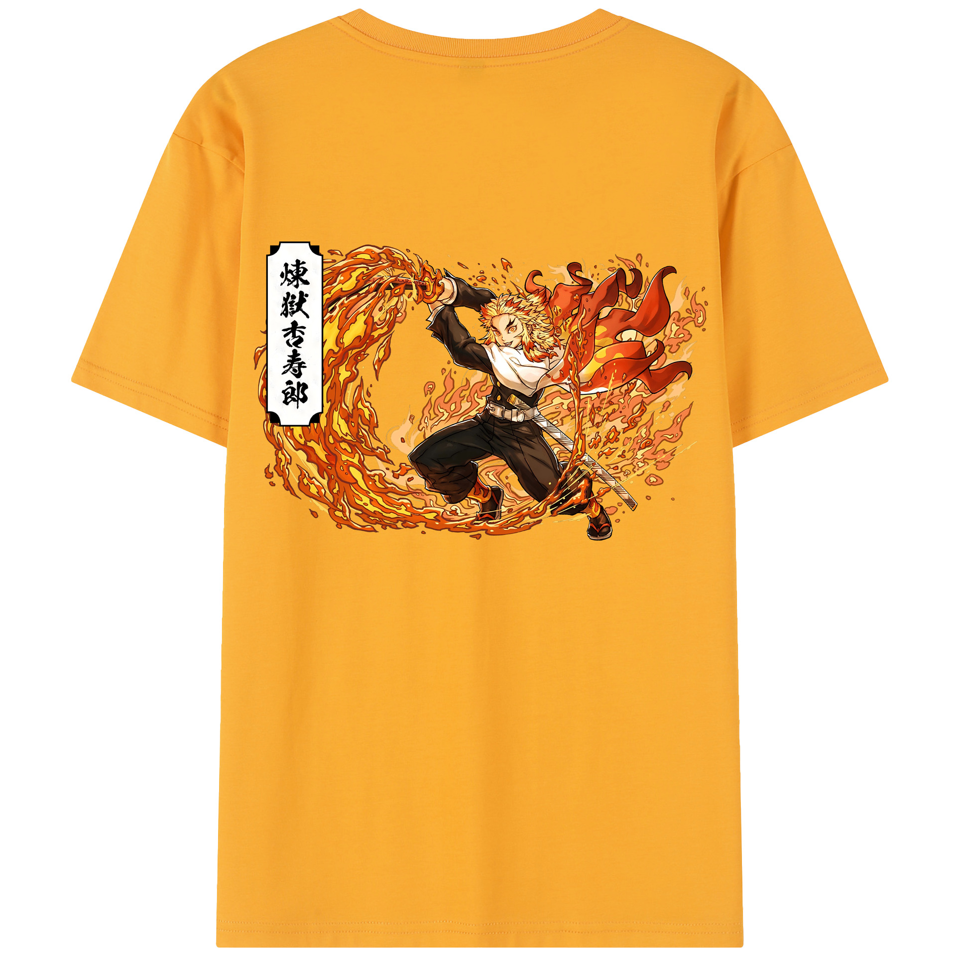（画像用） 鬼滅の刃（きめつのやいば）炎柱-煉󠄁獄 杏寿郎／れんごく きょうじゅろう Rengoku Kyoujurou レディース半袖Tシャツ(バックプリント)