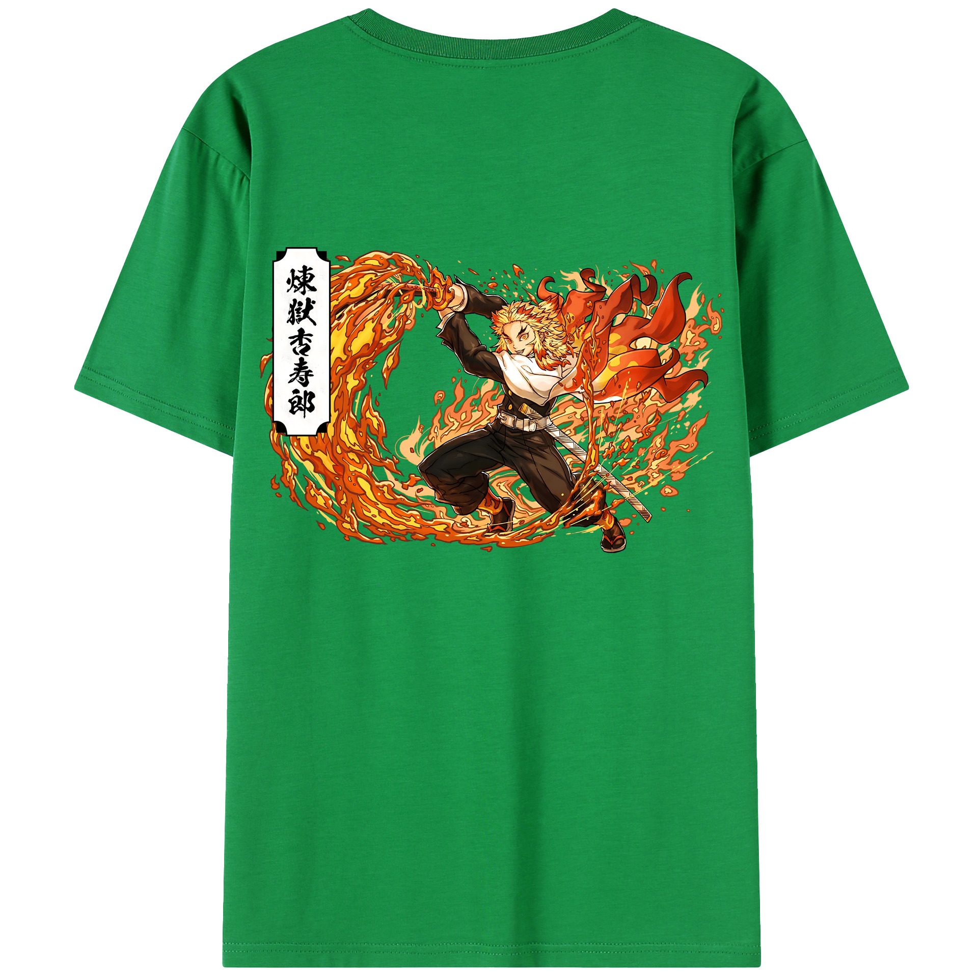 （画像用） 鬼滅の刃（きめつのやいば）炎柱-煉󠄁獄 杏寿郎／れんごく きょうじゅろう Rengoku Kyoujurou レディース半袖Tシャツ(バックプリント)