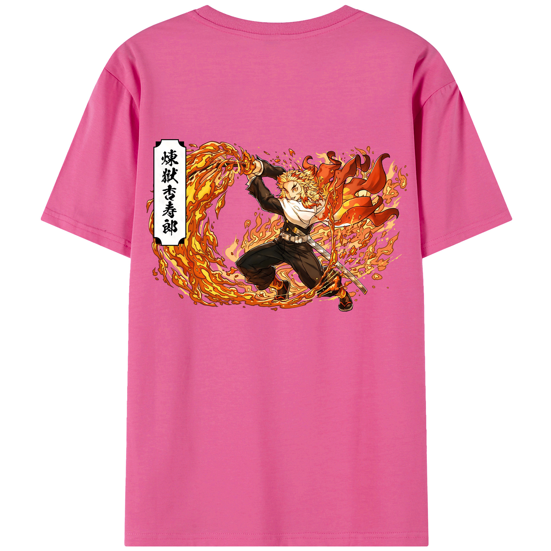 （画像用） 鬼滅の刃（きめつのやいば）炎柱-煉󠄁獄 杏寿郎／れんごく きょうじゅろう Rengoku Kyoujurou レディース半袖Tシャツ(バックプリント)