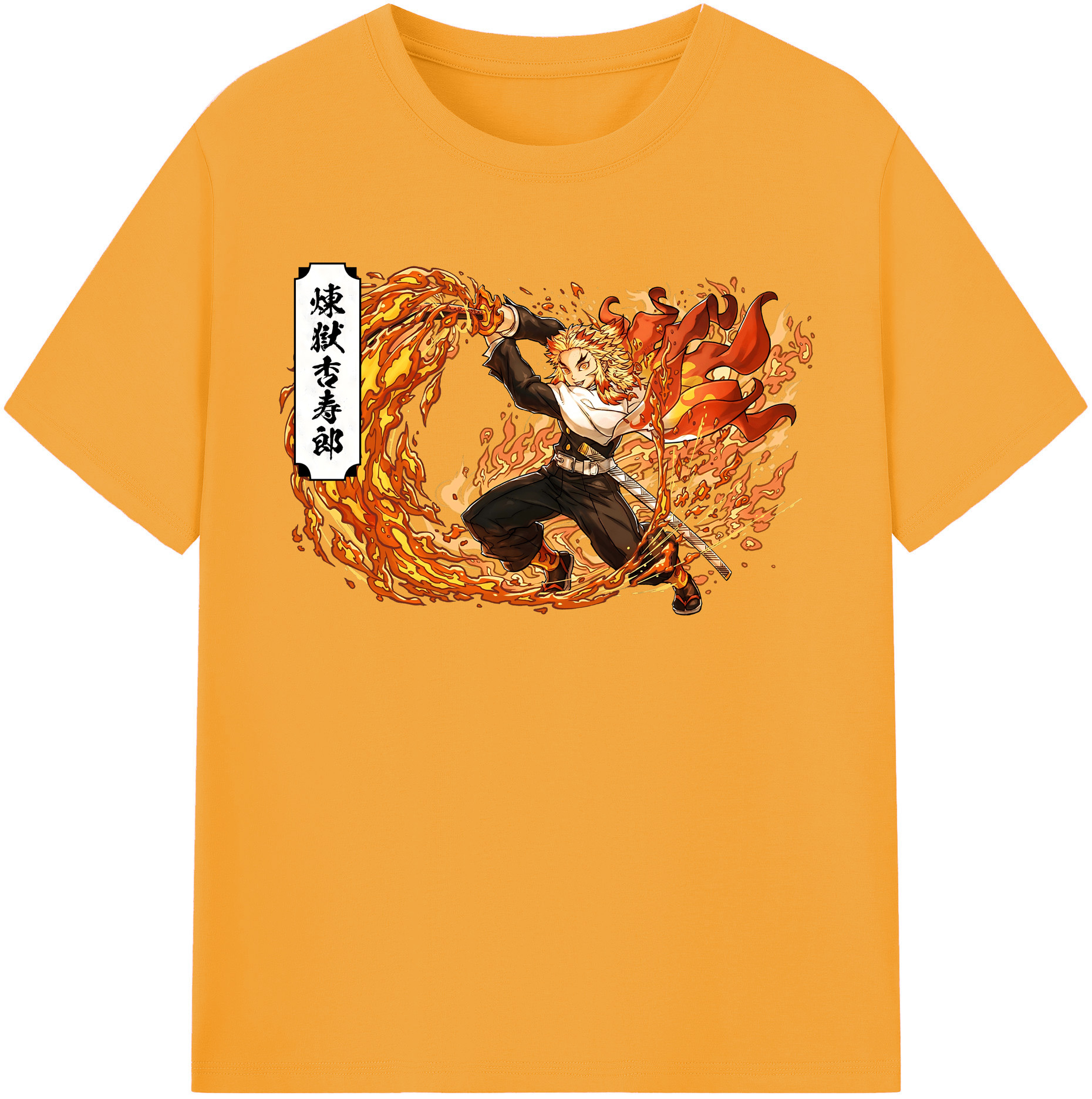 （画像用） 鬼滅の刃（きめつのやいば）炎柱-煉󠄁獄 杏寿郎／れんごく きょうじゅろう Rengoku Kyoujurou レディースカジュアルプリントTシャツ（綿100％）