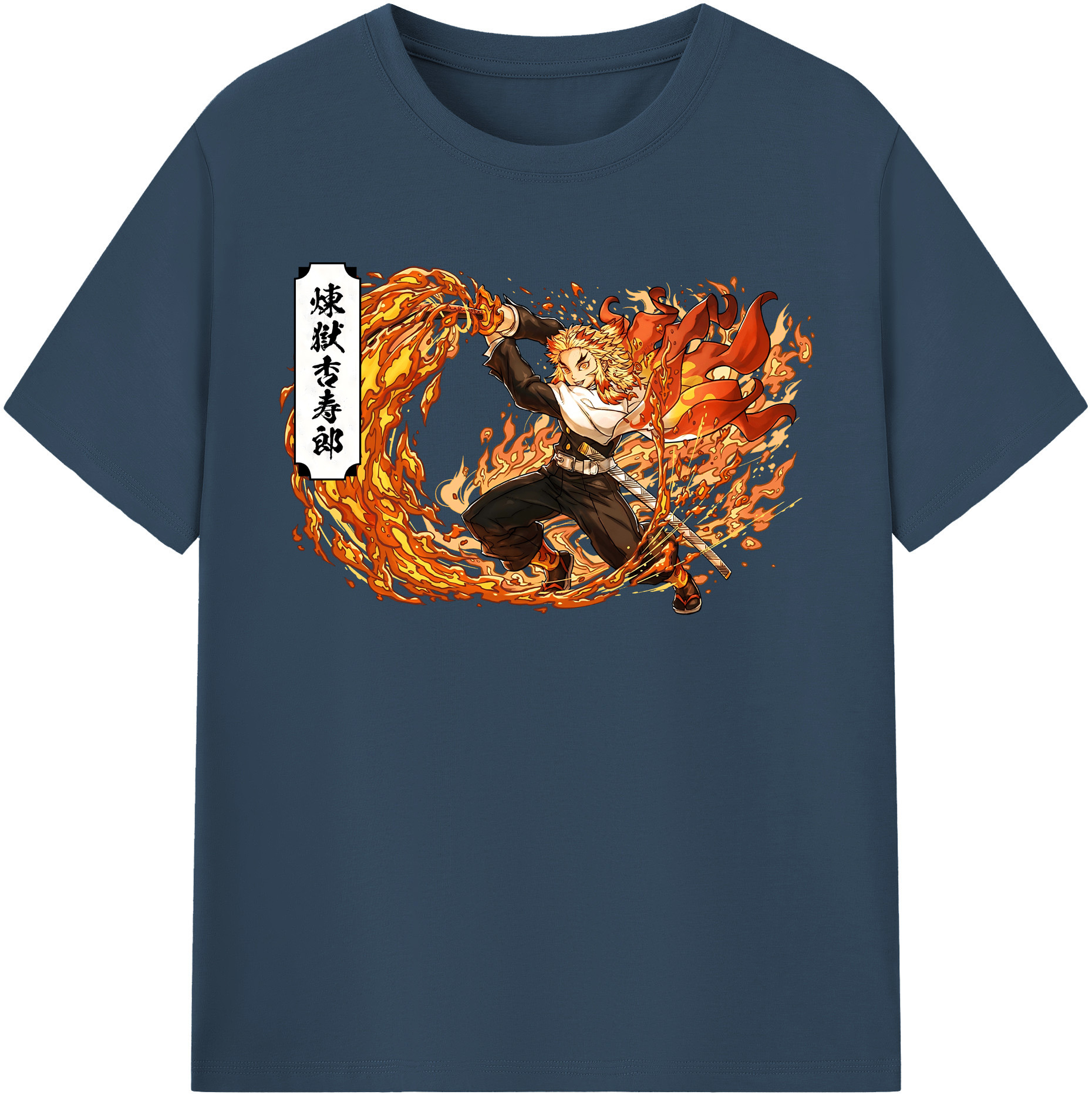 （画像用） 鬼滅の刃（きめつのやいば）炎柱-煉󠄁獄 杏寿郎／れんごく きょうじゅろう Rengoku Kyoujurou レディースカジュアルプリントTシャツ（綿100％）