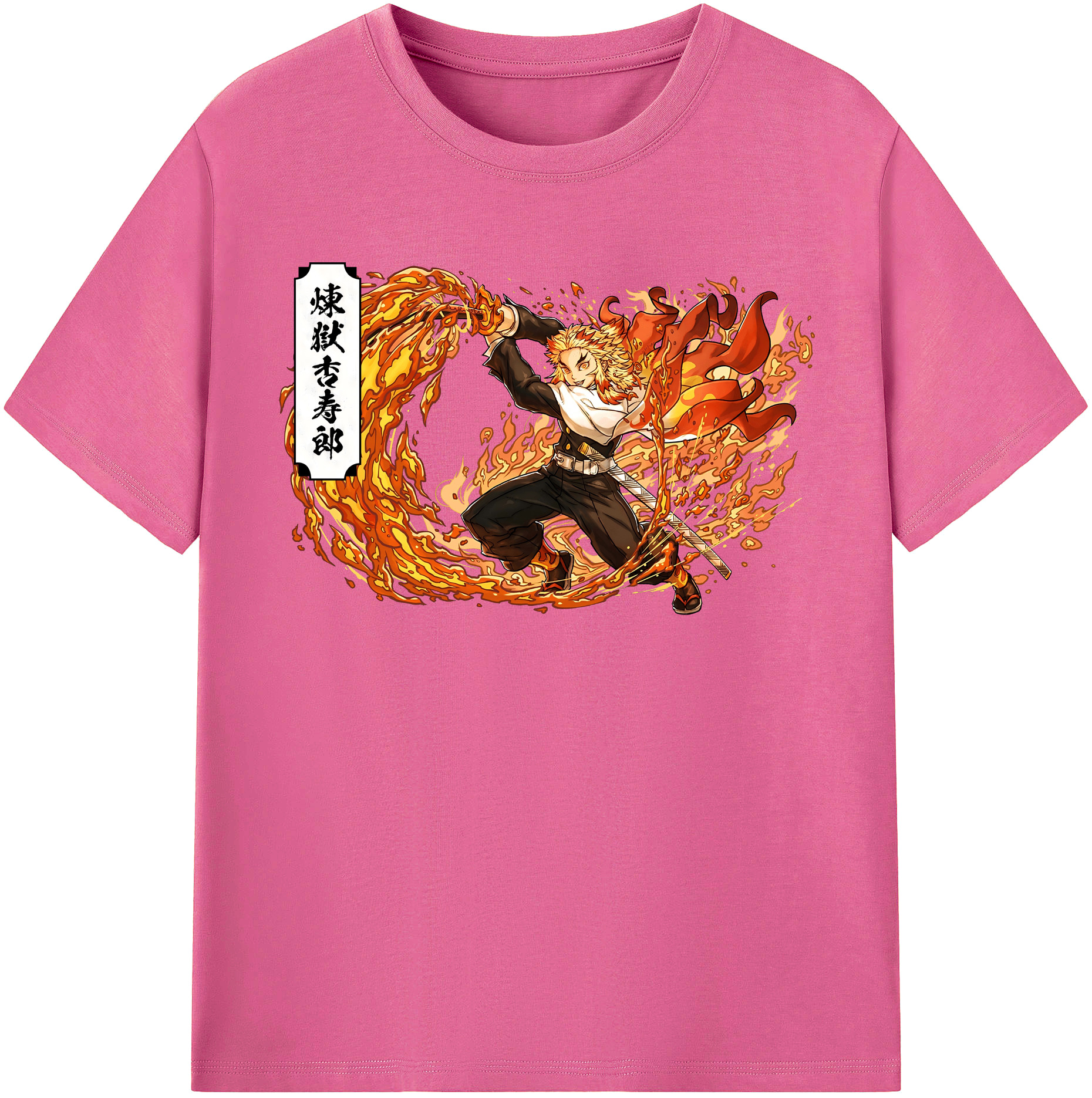 （画像用） 鬼滅の刃（きめつのやいば）炎柱-煉󠄁獄 杏寿郎／れんごく きょうじゅろう Rengoku Kyoujurou レディースカジュアルプリントTシャツ（綿100％）
