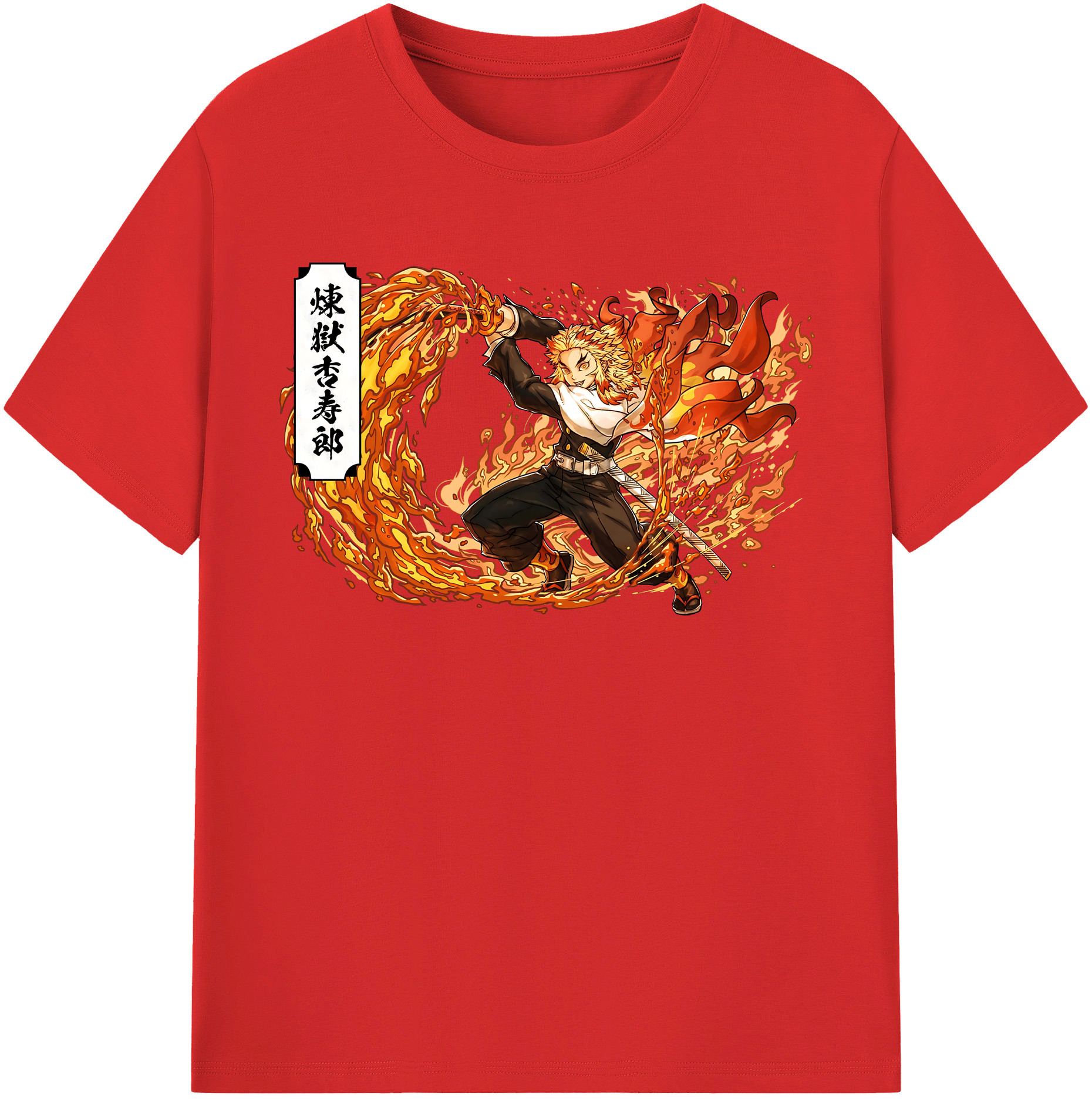 （画像用） 鬼滅の刃（きめつのやいば）炎柱-煉󠄁獄 杏寿郎／れんごく きょうじゅろう Rengoku Kyoujurou レディースカジュアルプリントTシャツ（綿100％）