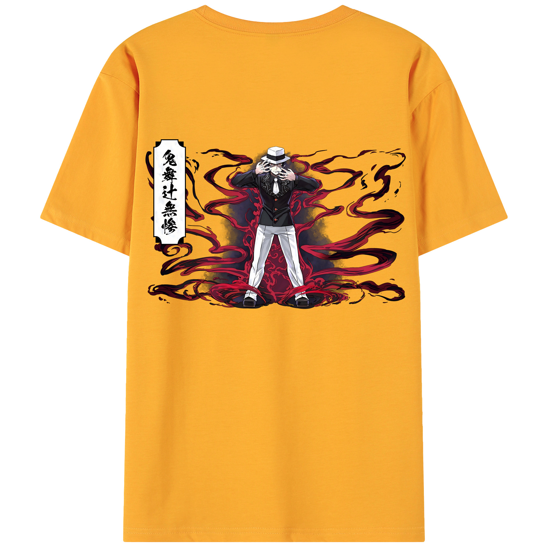 （画像用） 鬼滅の刃（きめつのやいば）鬼舞辻 無惨／きぶつじ むざん Kibutsuji Muzan 綿100％ メンズ半袖Tシャツ（バックプリント） 通気性
