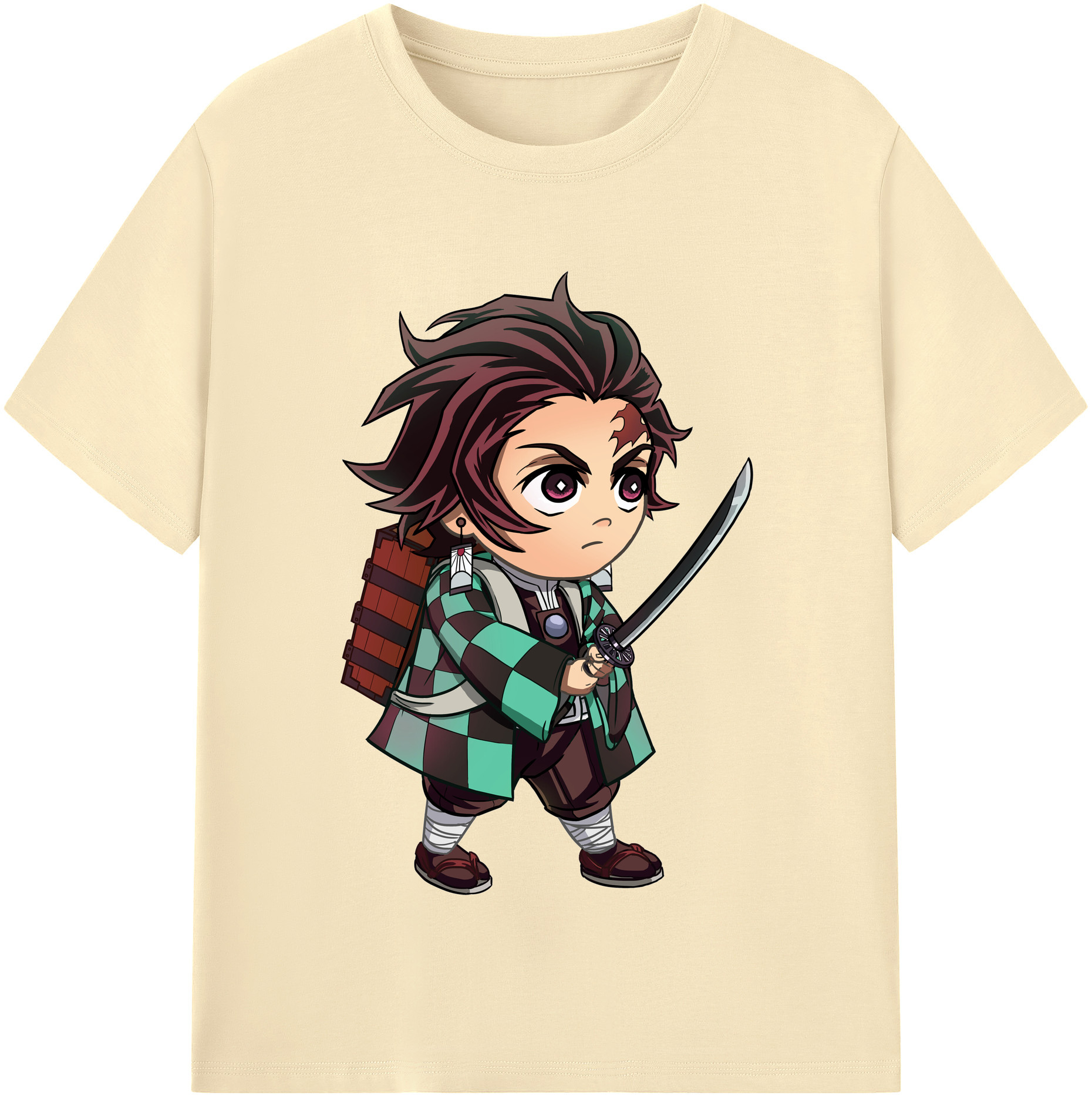 （画像用） 鬼滅の刃 竈門 炭治郎／かまど たんじろう Kamado Tanjirou 綿100％半袖Tシャツ（フロントプリント）