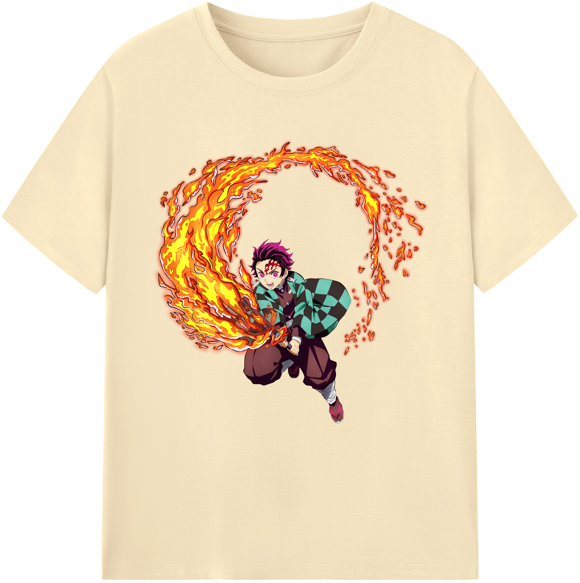 （画像用） 鬼滅の刃 竈門 炭治郎／かまど たんじろう Kamado Tanjirou 綿100％半袖Tシャツ（フロントプリント）