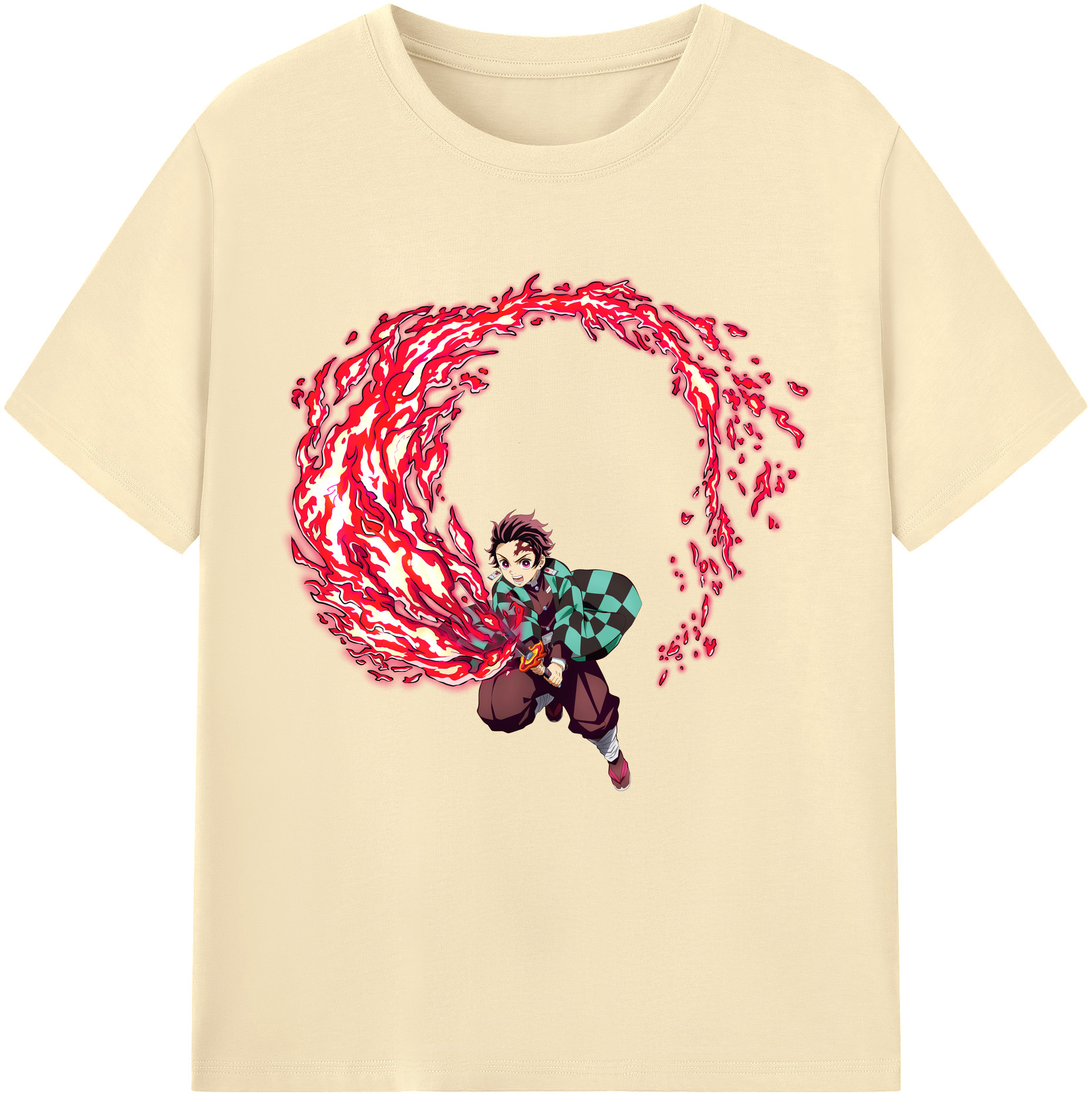 （画像用） 鬼滅の刃 竈門 炭治郎／かまど たんじろう Kamado Tanjirou 綿100％半袖Tシャツ（フロントプリント）