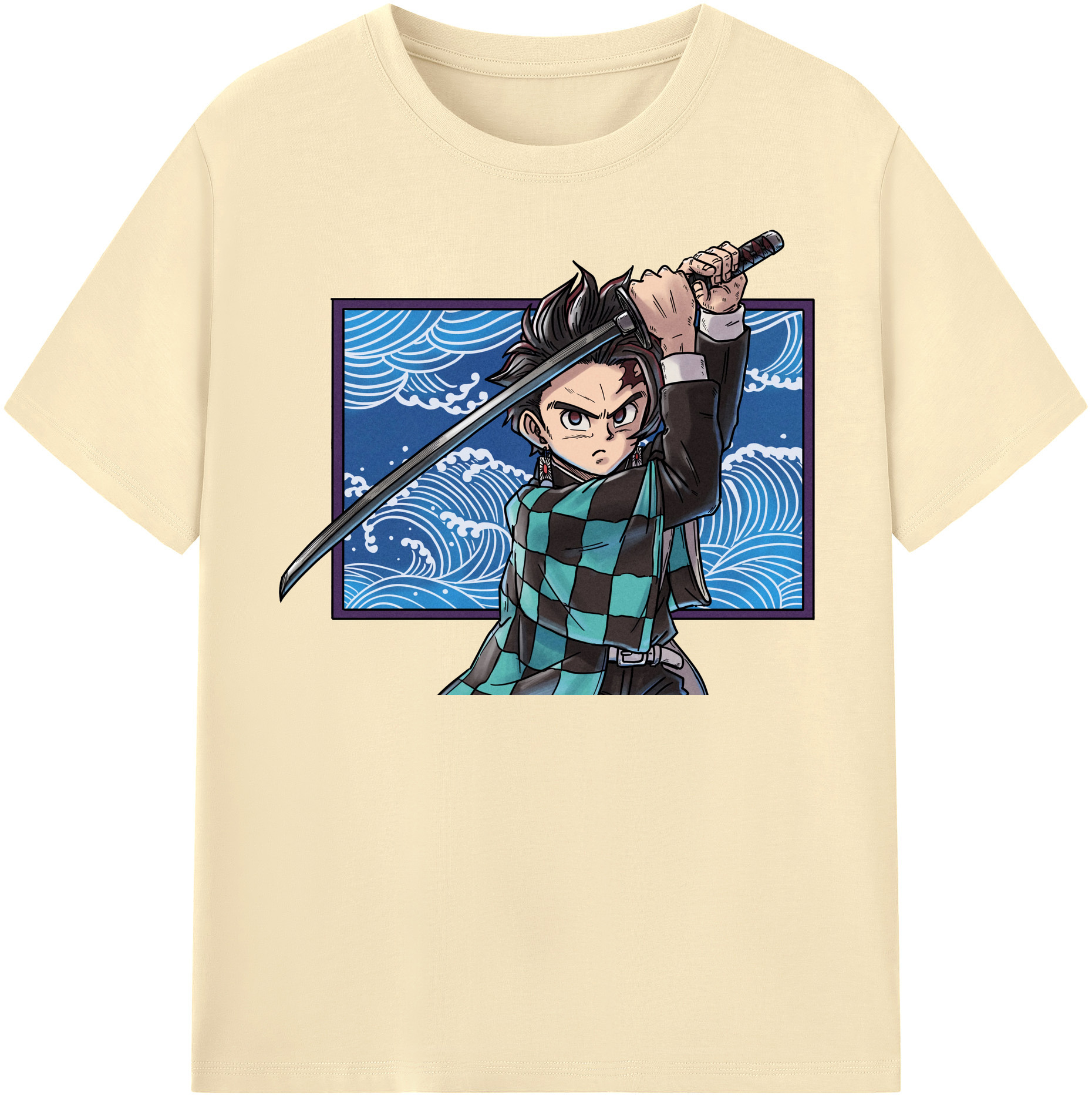 （画像用） 鬼滅の刃 竈門 炭治郎／かまど たんじろう Kamado Tanjirou 綿100％半袖Tシャツ（フロントプリント）