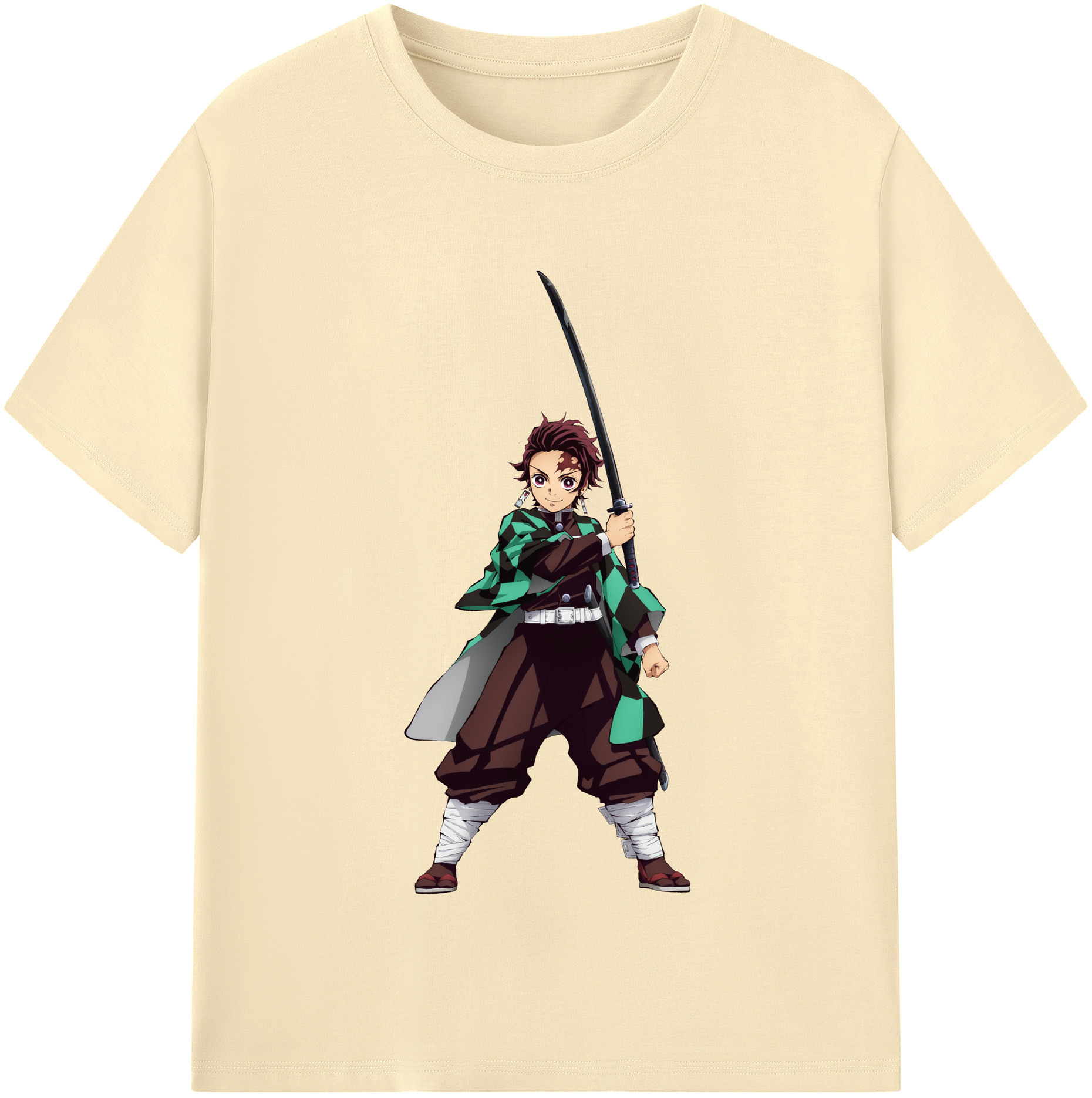 （画像用） 鬼滅の刃 竈門 炭治郎／かまど たんじろう Kamado Tanjirou 綿100％半袖Tシャツ（フロントプリント）