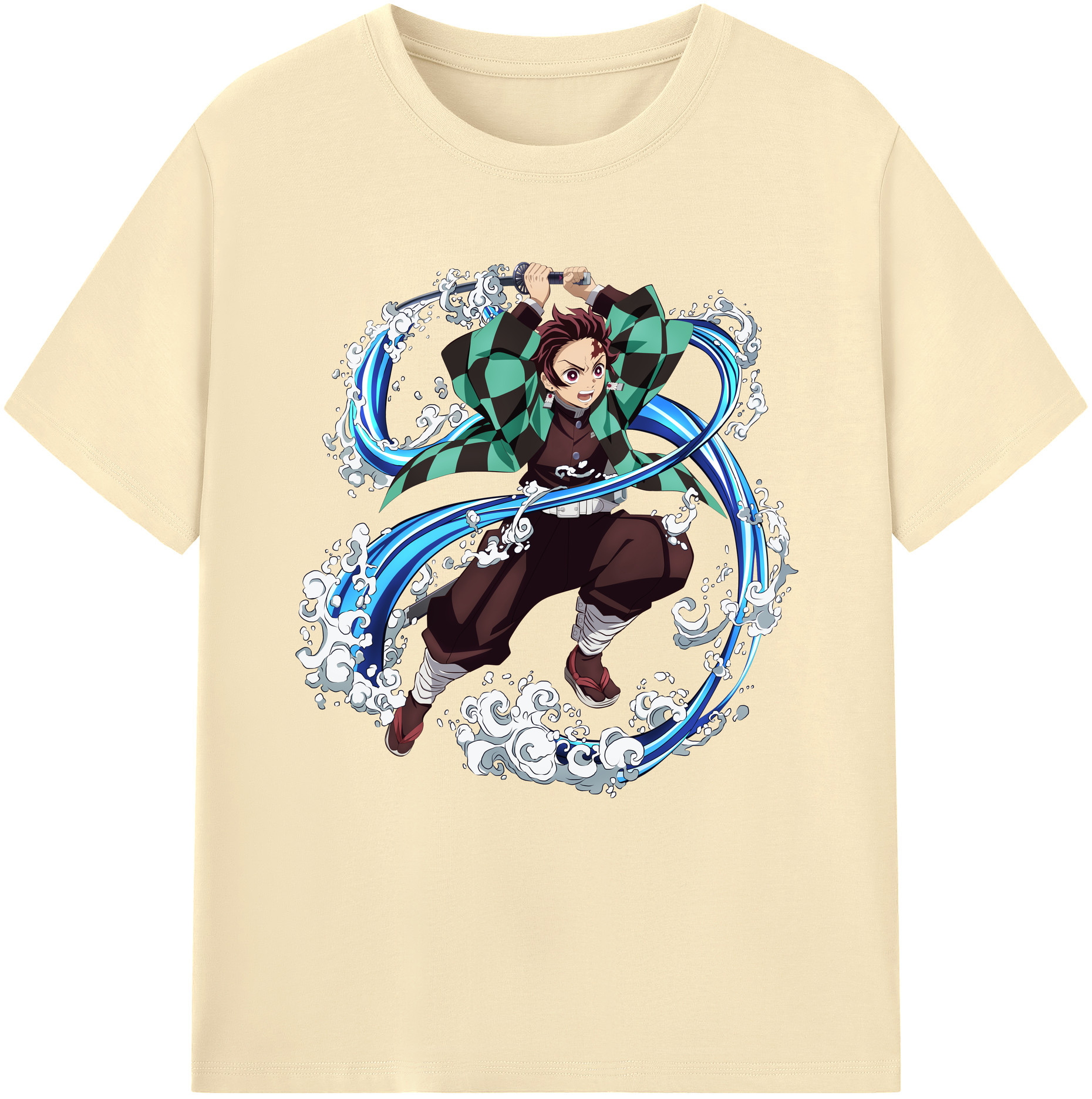 （画像用） 鬼滅の刃 竈門 炭治郎／かまど たんじろう Kamado Tanjirou 綿100％半袖Tシャツ（フロントプリント）