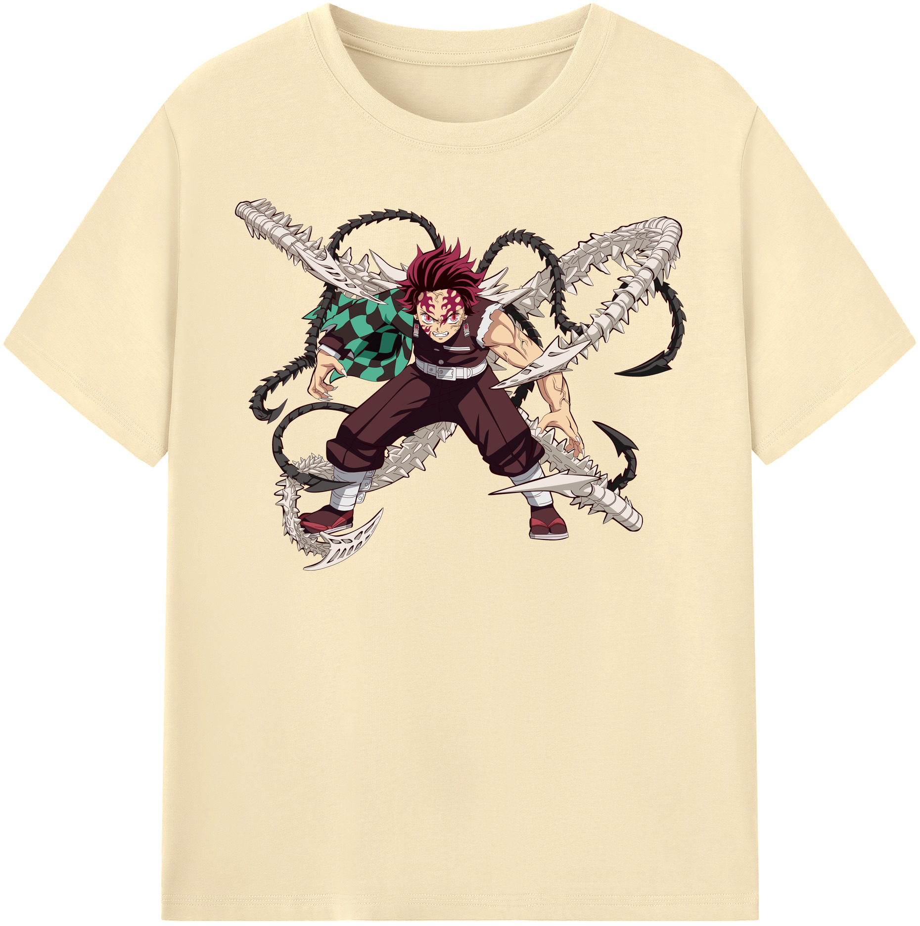 （画像用） 鬼滅の刃 竈門 炭治郎／かまど たんじろう Kamado Tanjirou 綿100％半袖Tシャツ（フロントプリント）