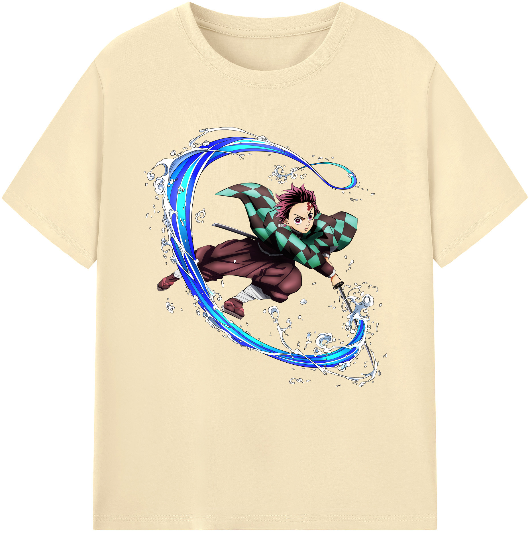 （画像用） 鬼滅の刃 竈門 炭治郎／かまど たんじろう Kamado Tanjirou 綿100％半袖Tシャツ（フロントプリント）
