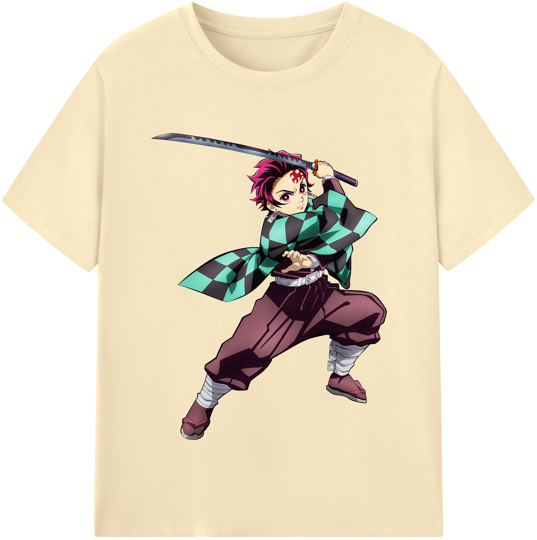 （画像用） 鬼滅の刃 竈門 炭治郎／かまど たんじろう Kamado Tanjirou 綿100％半袖Tシャツ（フロントプリント）