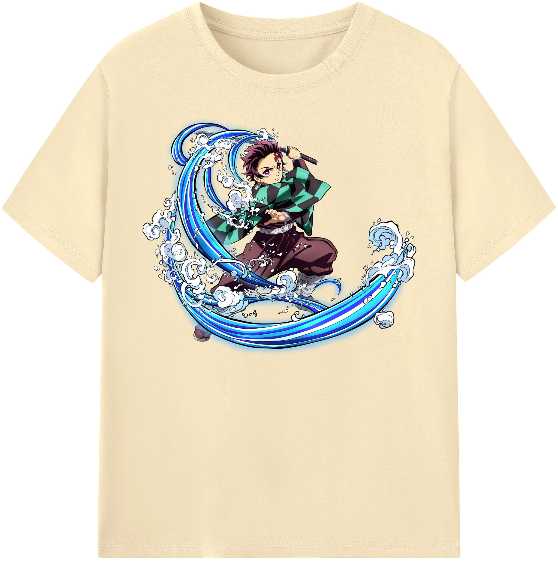 （画像用） 鬼滅の刃 竈門 炭治郎／かまど たんじろう Kamado Tanjirou 綿100％半袖Tシャツ（フロントプリント）