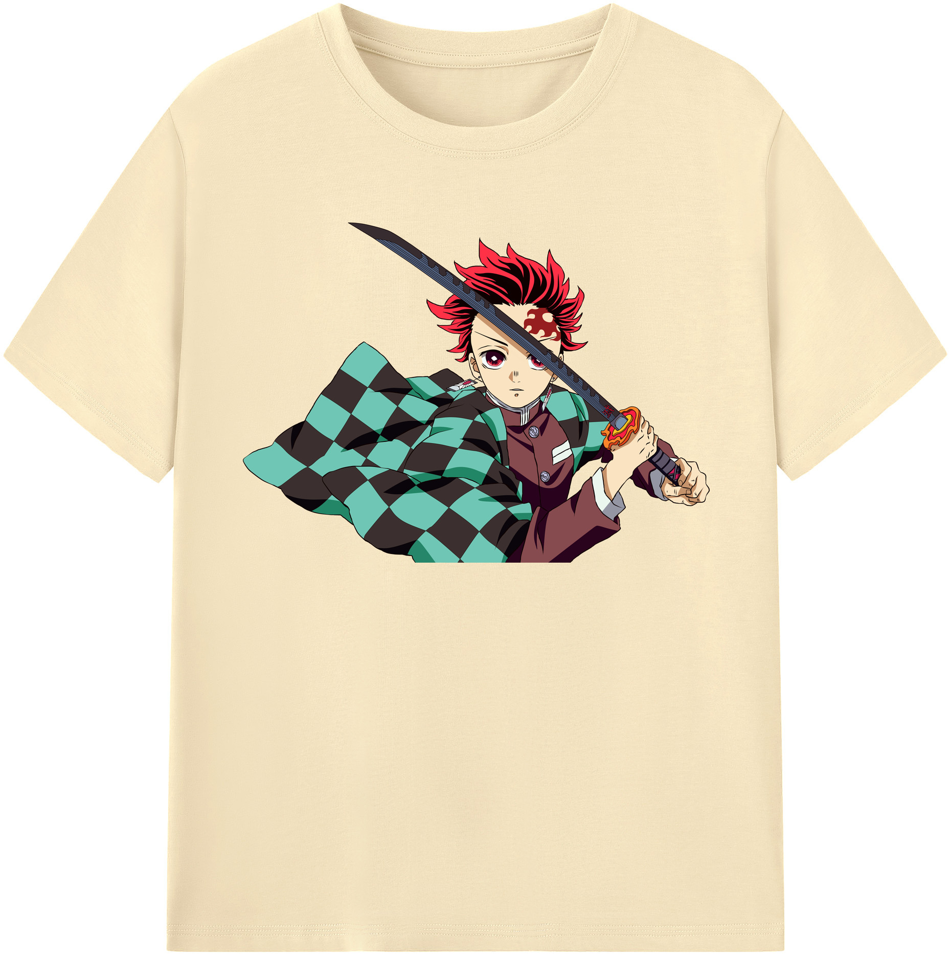 （画像用） 鬼滅の刃 竈門 炭治郎／かまど たんじろう Kamado Tanjirou 綿100％半袖Tシャツ（フロントプリント）