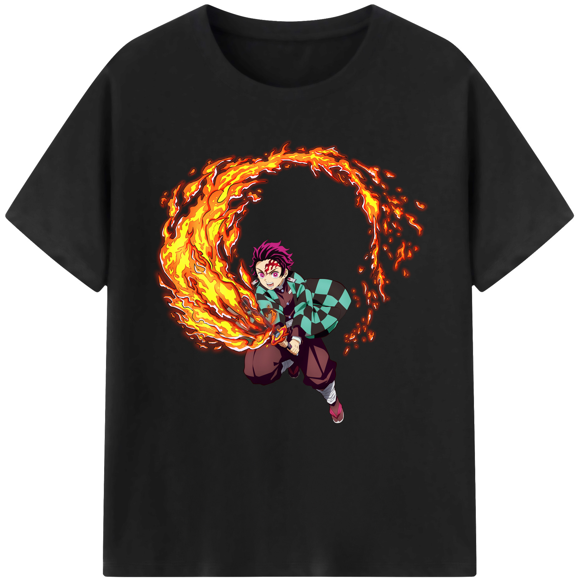 （画像用） 鬼滅の刃 竈門 炭治郎／かまど たんじろう Kamado Tanjirou 綿100％半袖Tシャツ（フロントプリント）
