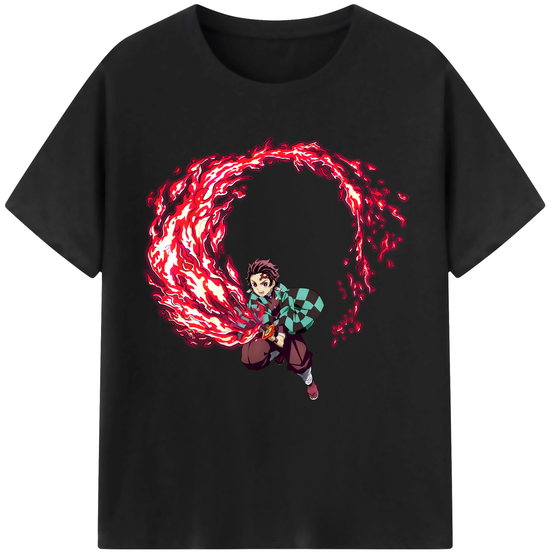 （画像用） 鬼滅の刃 竈門 炭治郎／かまど たんじろう Kamado Tanjirou 綿100％半袖Tシャツ（フロントプリント）