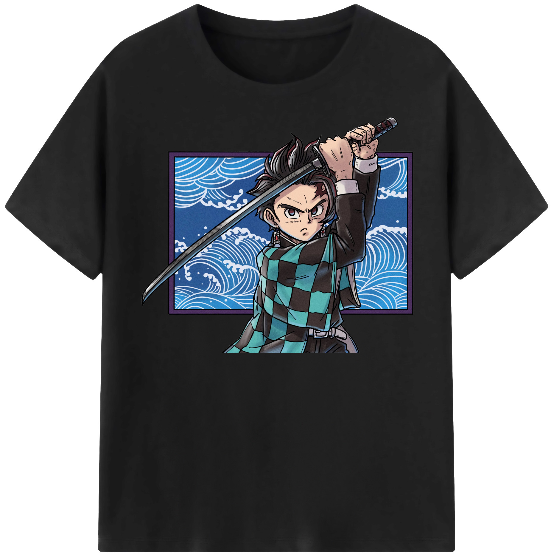 （画像用） 鬼滅の刃 竈門 炭治郎／かまど たんじろう Kamado Tanjirou 綿100％半袖Tシャツ（フロントプリント）