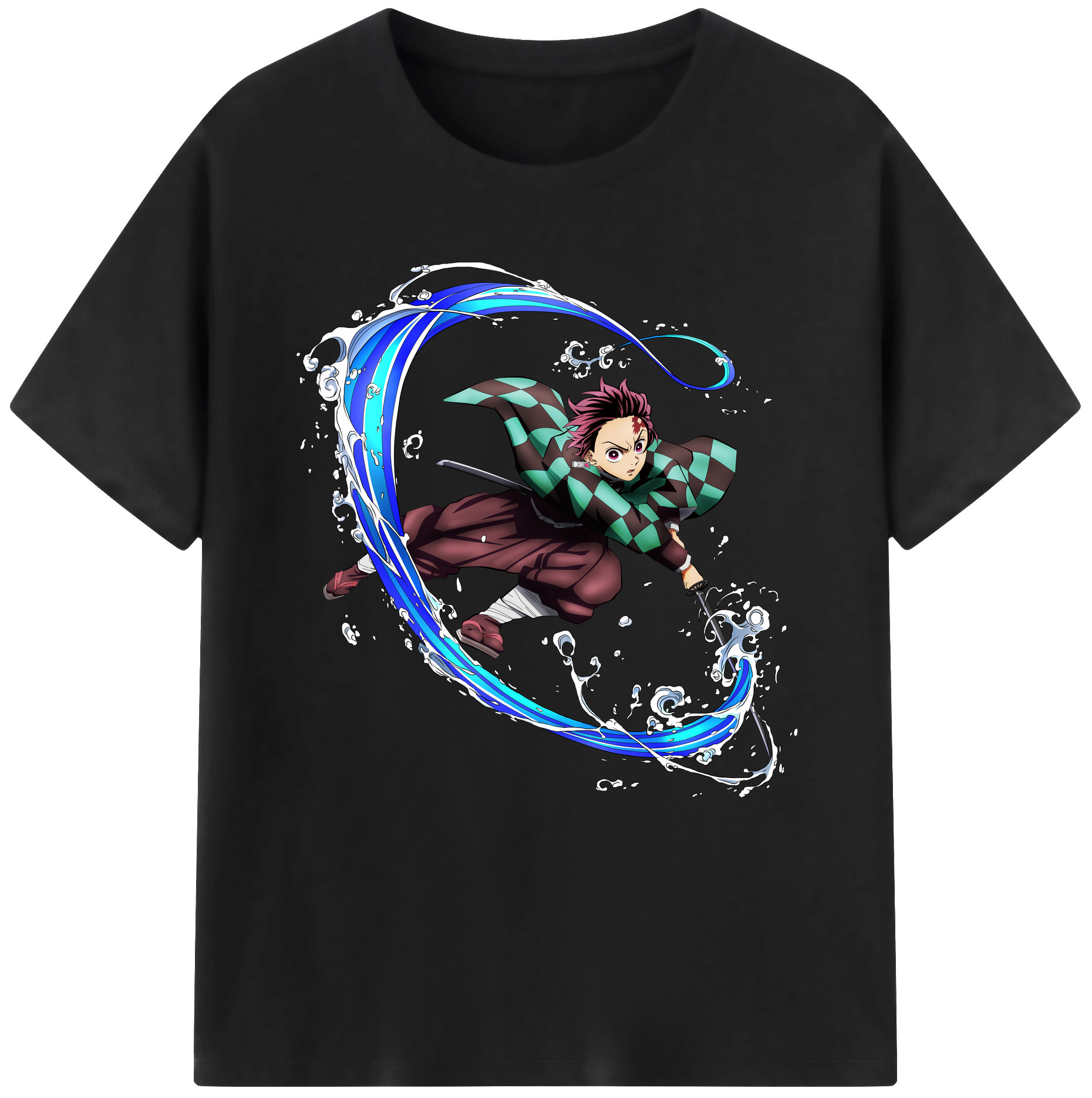 （画像用） 鬼滅の刃 竈門 炭治郎／かまど たんじろう Kamado Tanjirou 綿100％半袖Tシャツ（フロントプリント）