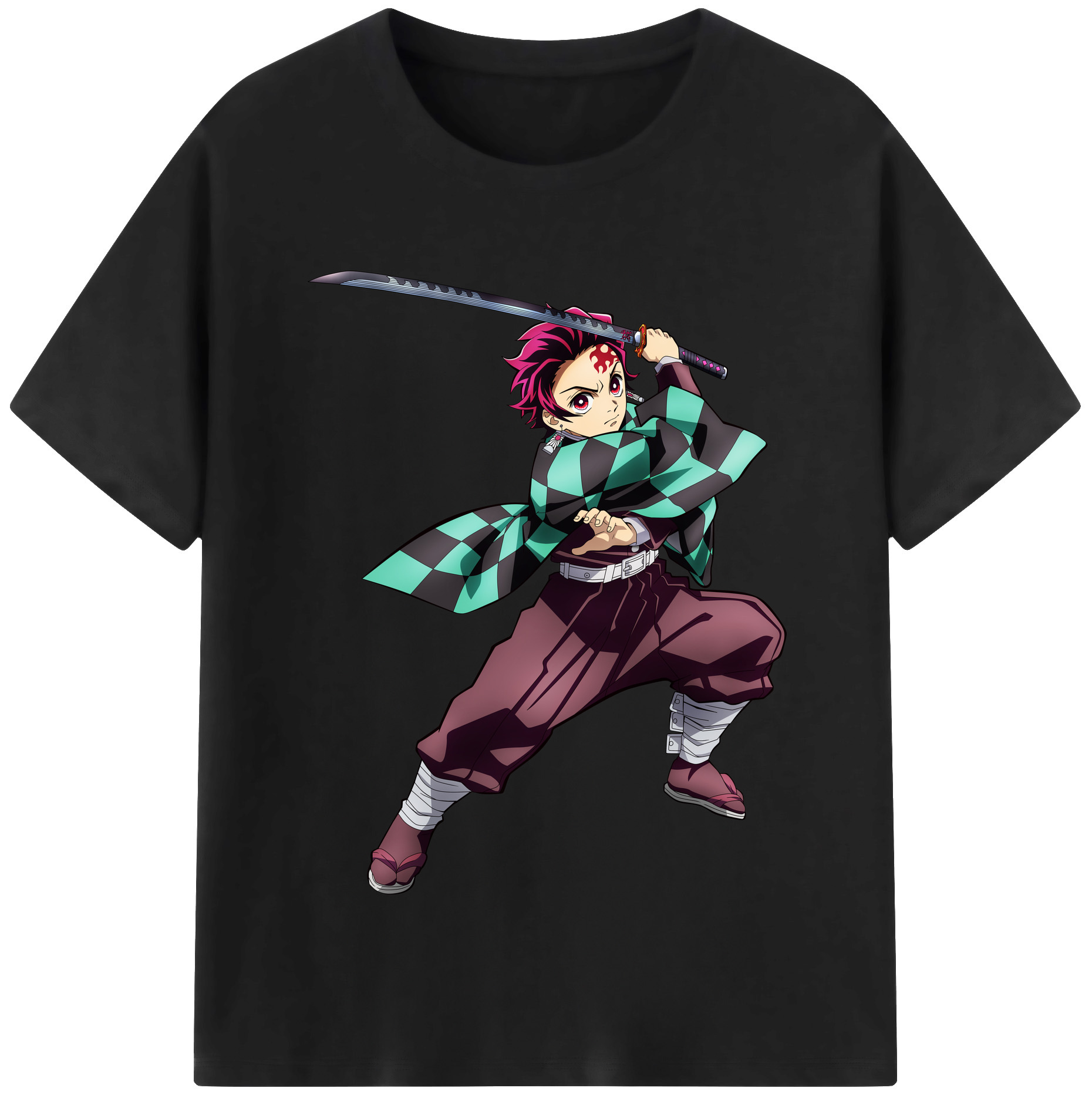 （画像用） 鬼滅の刃 竈門 炭治郎／かまど たんじろう Kamado Tanjirou 綿100％半袖Tシャツ（フロントプリント）