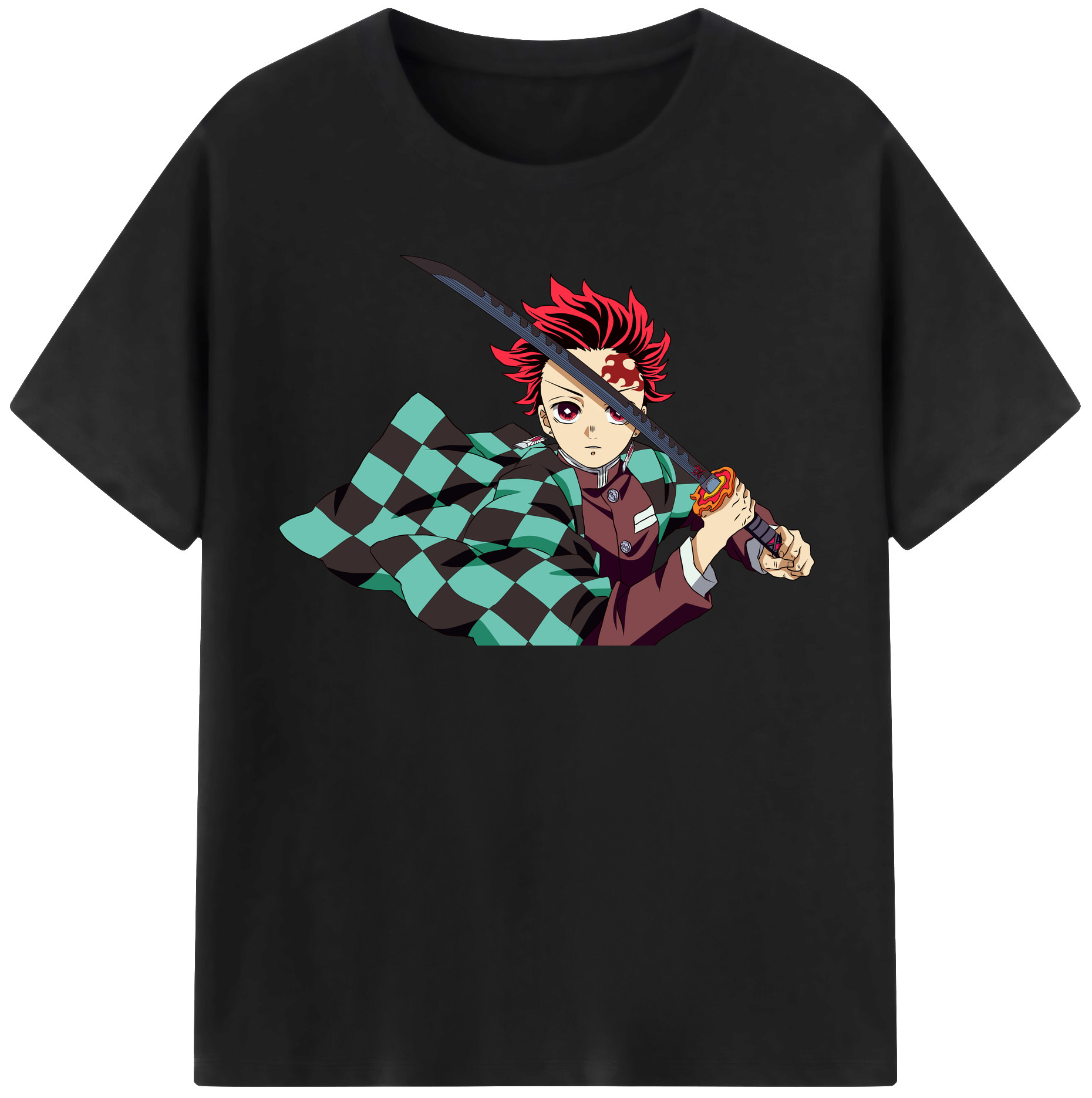 （画像用） 鬼滅の刃 竈門 炭治郎／かまど たんじろう Kamado Tanjirou 綿100％半袖Tシャツ（フロントプリント）