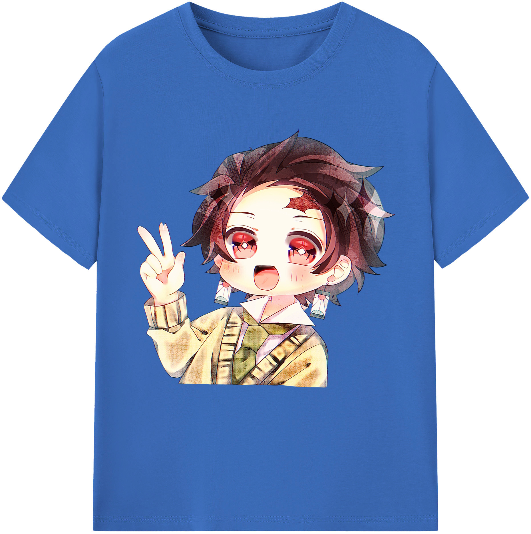 （画像用） 鬼滅の刃 竈門 炭治郎／かまど たんじろう Kamado Tanjirou 綿100％半袖Tシャツ（フロントプリント）