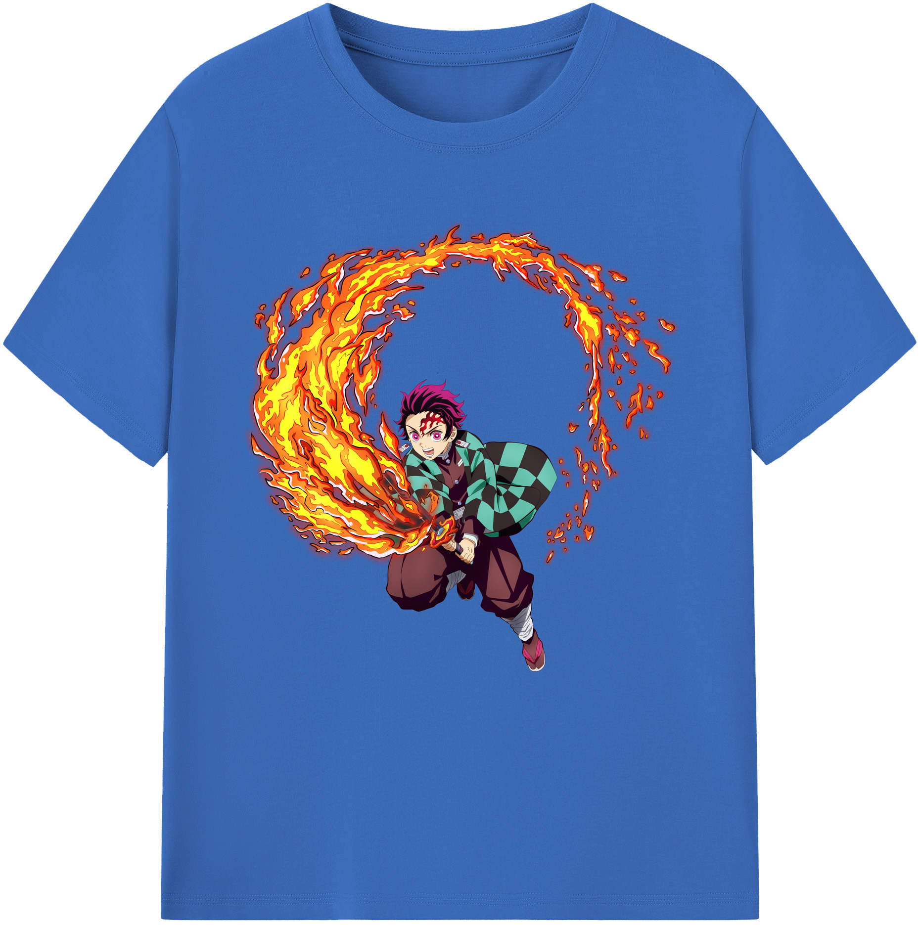 （画像用） 鬼滅の刃 竈門 炭治郎／かまど たんじろう Kamado Tanjirou 綿100％半袖Tシャツ（フロントプリント）