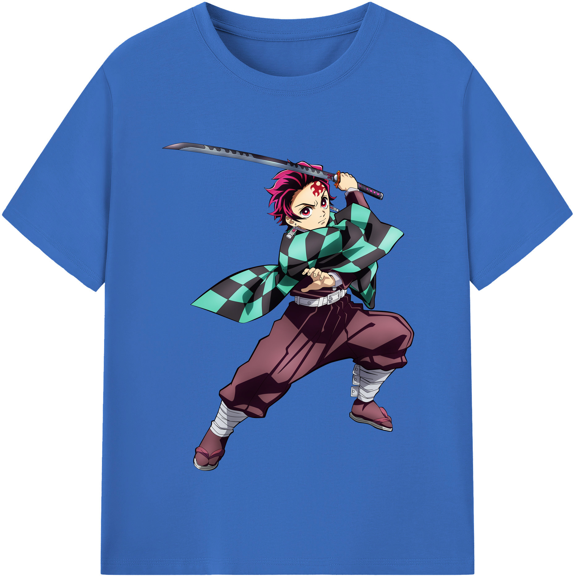（画像用） 鬼滅の刃 竈門 炭治郎／かまど たんじろう Kamado Tanjirou 綿100％半袖Tシャツ（フロントプリント）