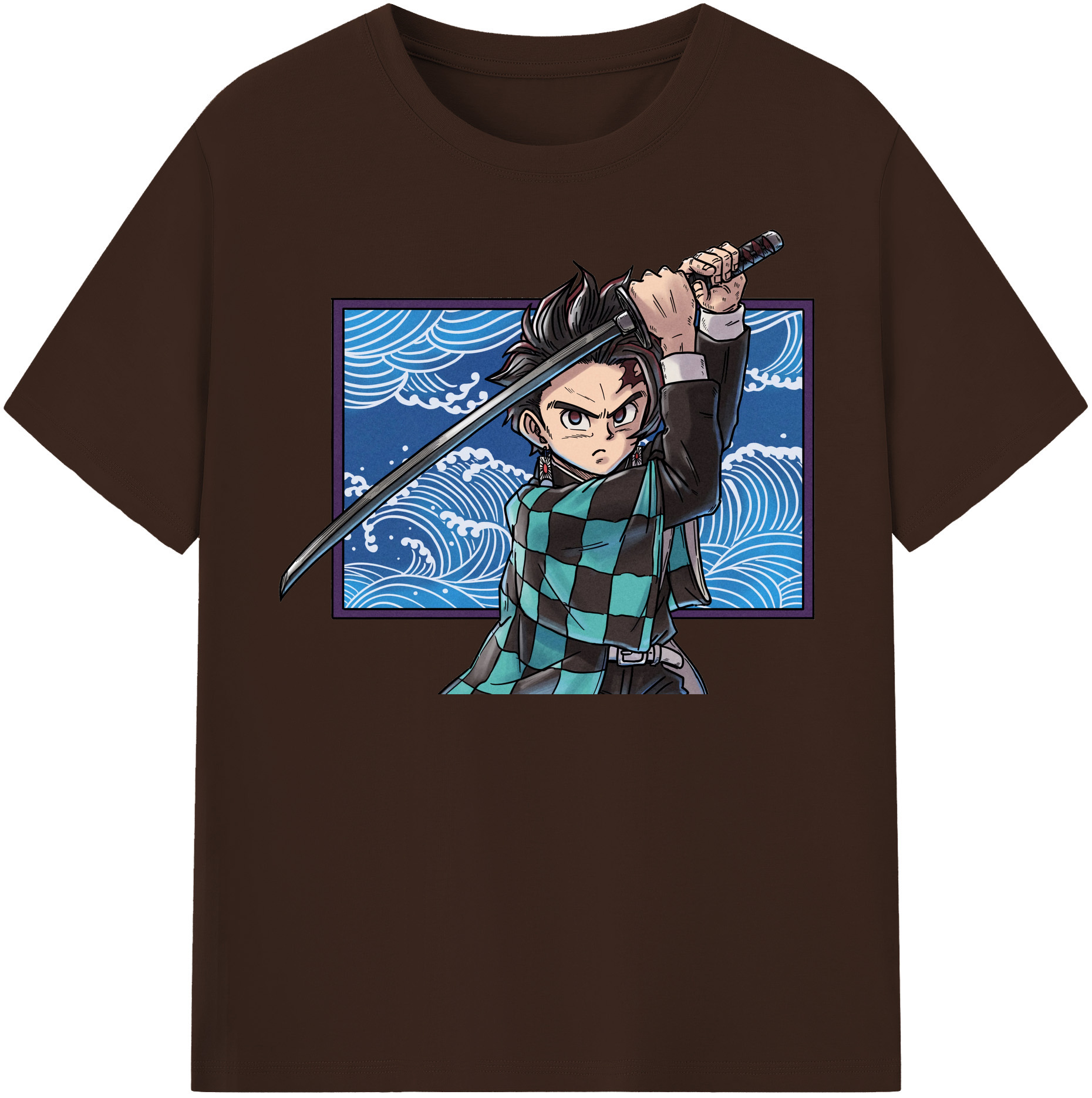 （画像用） 鬼滅の刃 竈門 炭治郎／かまど たんじろう Kamado Tanjirou 綿100％半袖Tシャツ（フロントプリント）