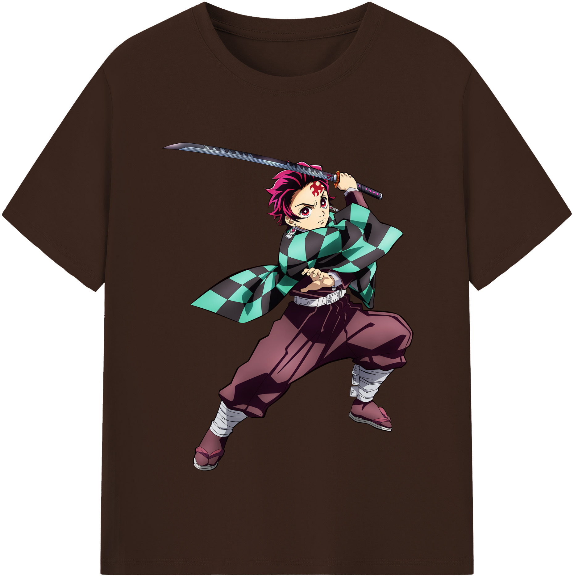 （画像用） 鬼滅の刃 竈門 炭治郎／かまど たんじろう Kamado Tanjirou 綿100％半袖Tシャツ（フロントプリント）