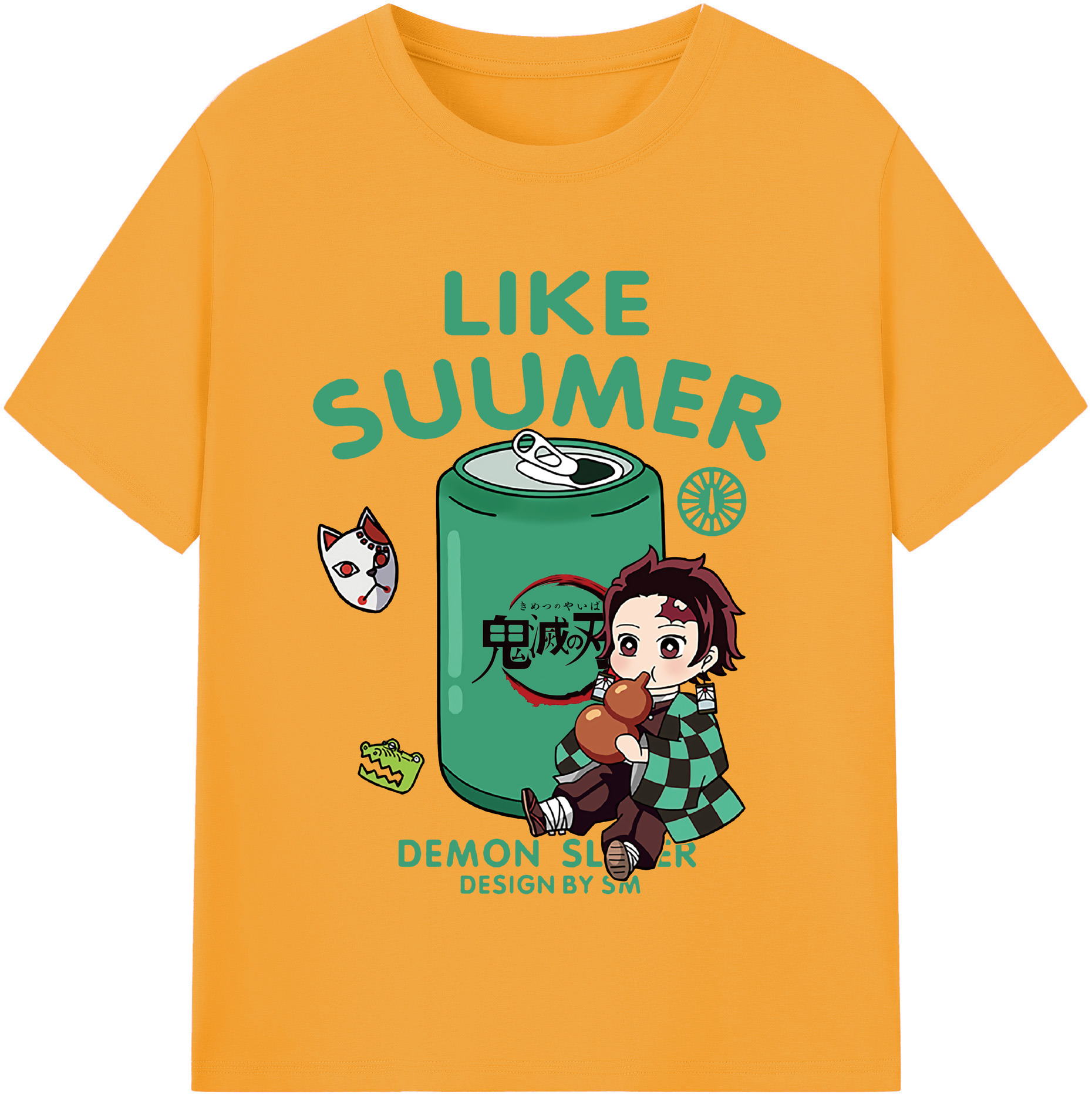 （画像用） 鬼滅の刃 竈門 炭治郎／かまど たんじろう Kamado Tanjirou 綿100％半袖Tシャツ（フロントプリント）