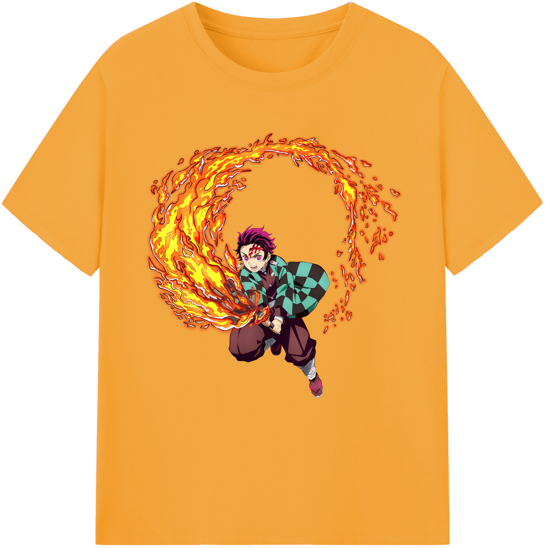 （画像用） 鬼滅の刃 竈門 炭治郎／かまど たんじろう Kamado Tanjirou 綿100％半袖Tシャツ（フロントプリント）