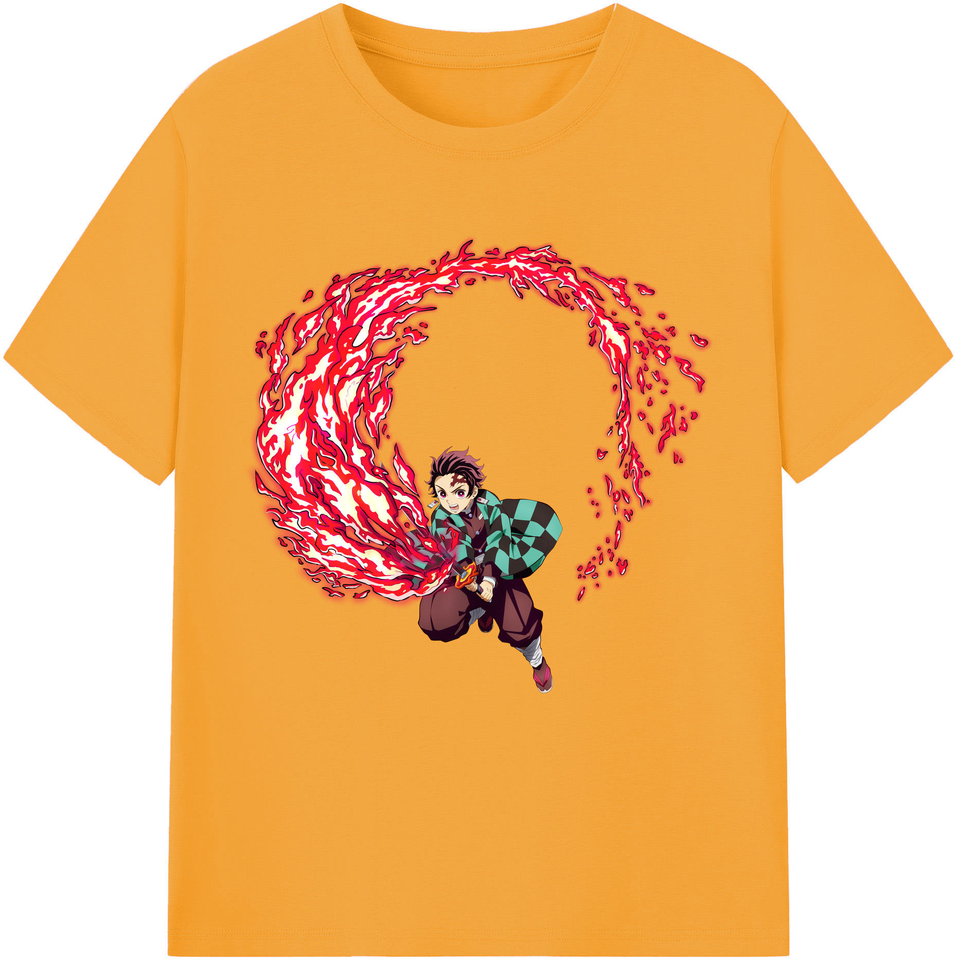 （画像用） 鬼滅の刃 竈門 炭治郎／かまど たんじろう Kamado Tanjirou 綿100％半袖Tシャツ（フロントプリント）