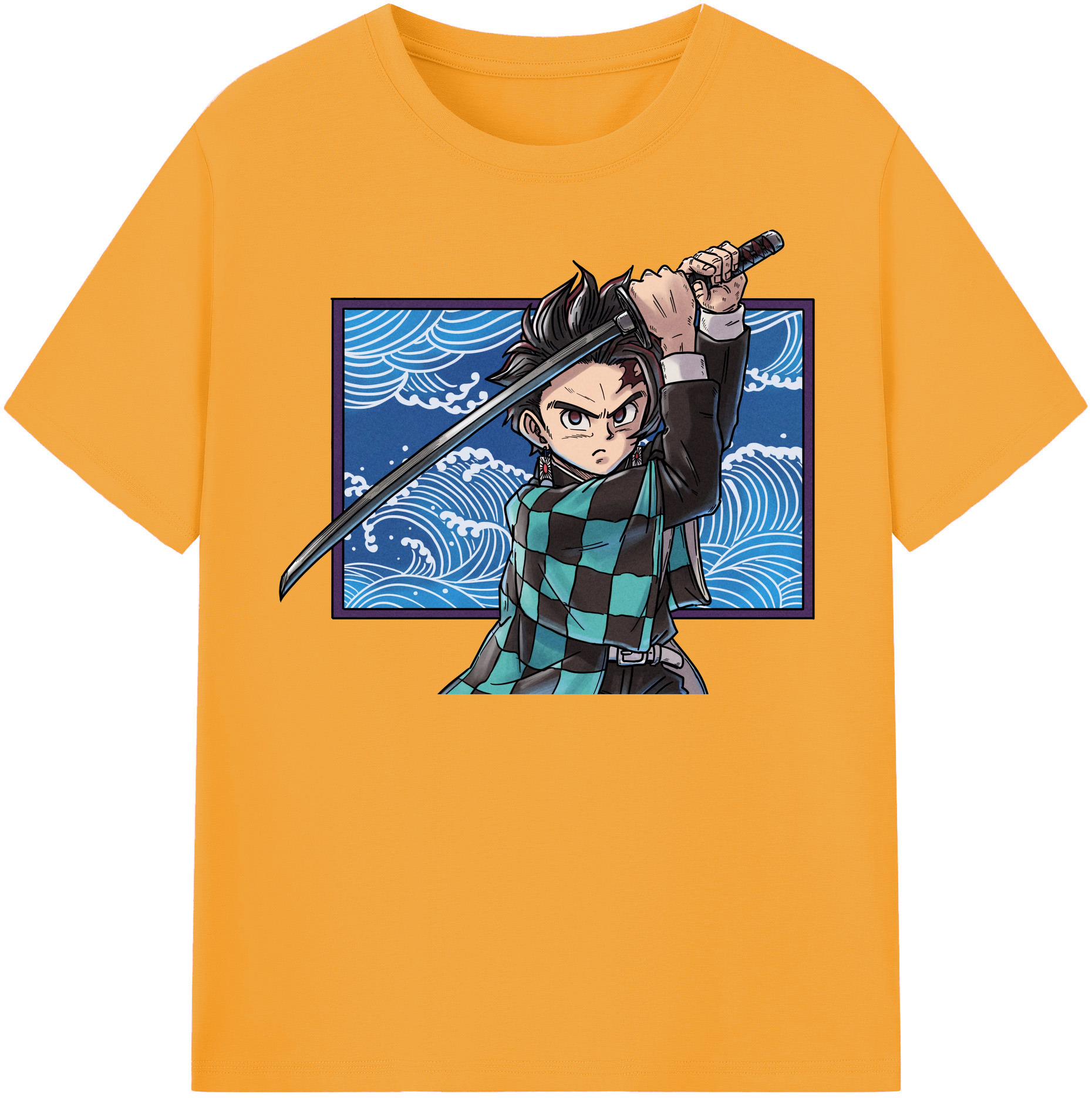 （画像用） 鬼滅の刃 竈門 炭治郎／かまど たんじろう Kamado Tanjirou 綿100％半袖Tシャツ（フロントプリント）