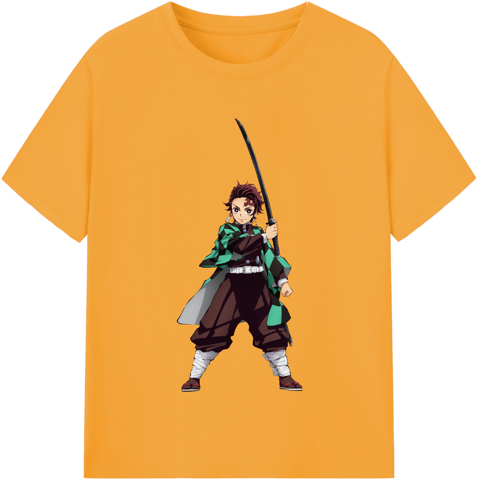 （画像用） 鬼滅の刃 竈門 炭治郎／かまど たんじろう Kamado Tanjirou 綿100％半袖Tシャツ（フロントプリント）