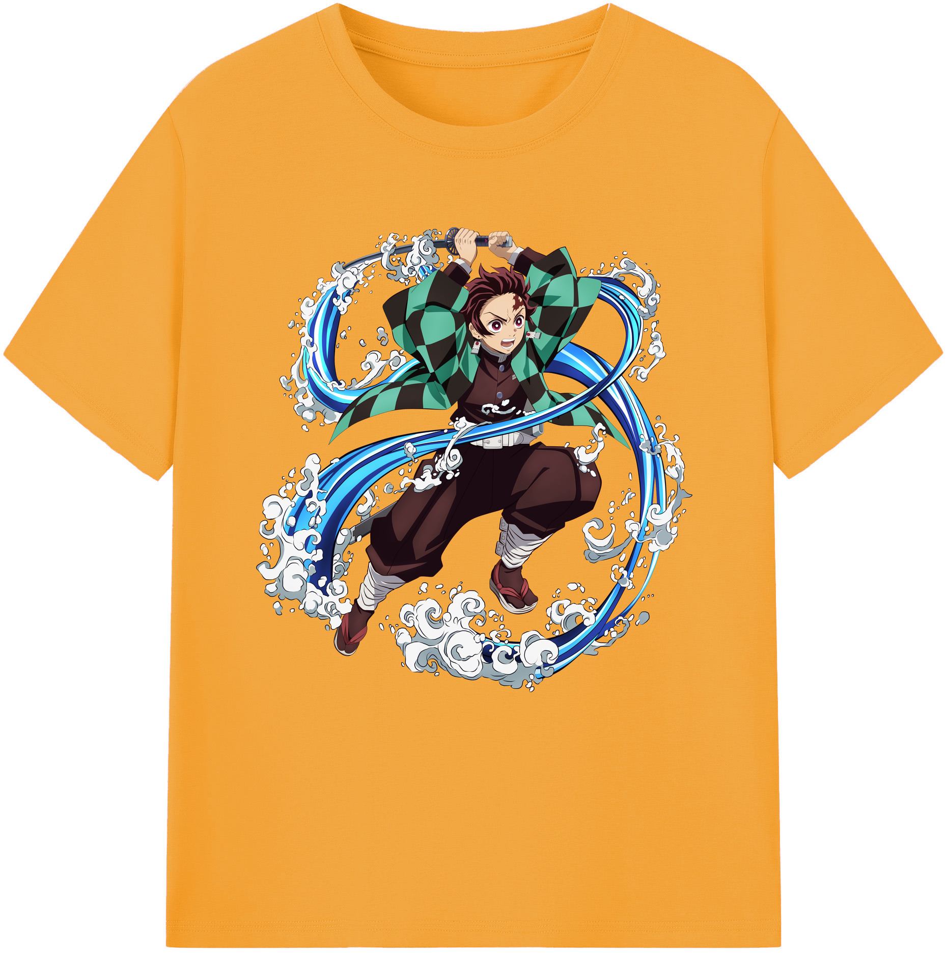 （画像用） 鬼滅の刃 竈門 炭治郎／かまど たんじろう Kamado Tanjirou 綿100％半袖Tシャツ（フロントプリント）
