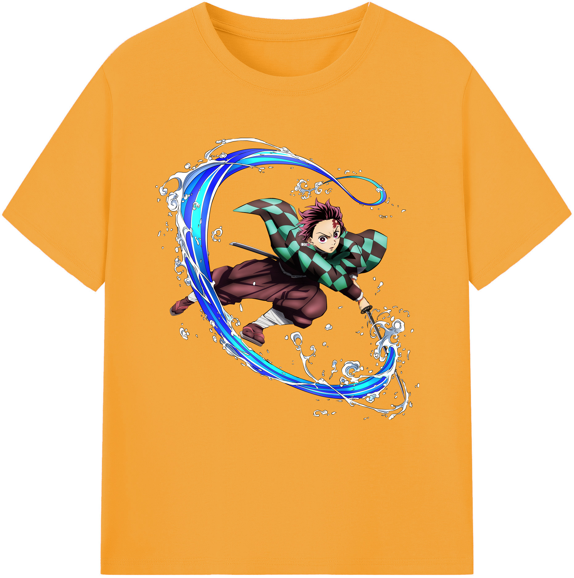 （画像用） 鬼滅の刃 竈門 炭治郎／かまど たんじろう Kamado Tanjirou 綿100％半袖Tシャツ（フロントプリント）