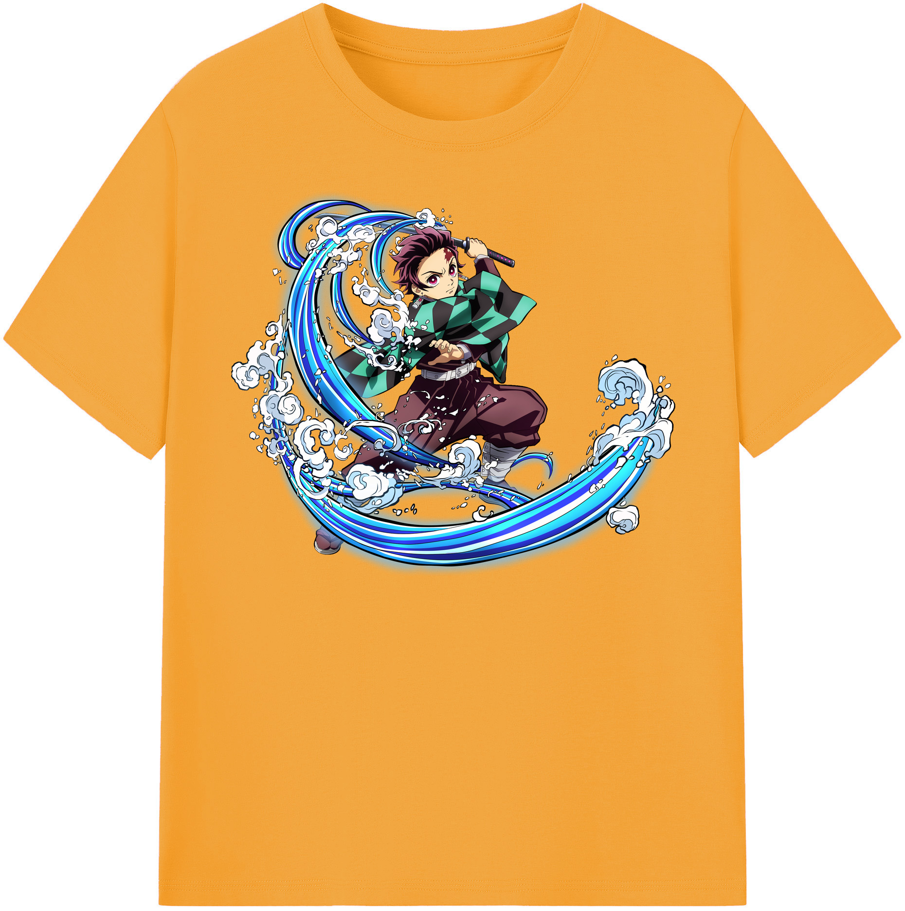 （画像用） 鬼滅の刃 竈門 炭治郎／かまど たんじろう Kamado Tanjirou 綿100％半袖Tシャツ（フロントプリント）