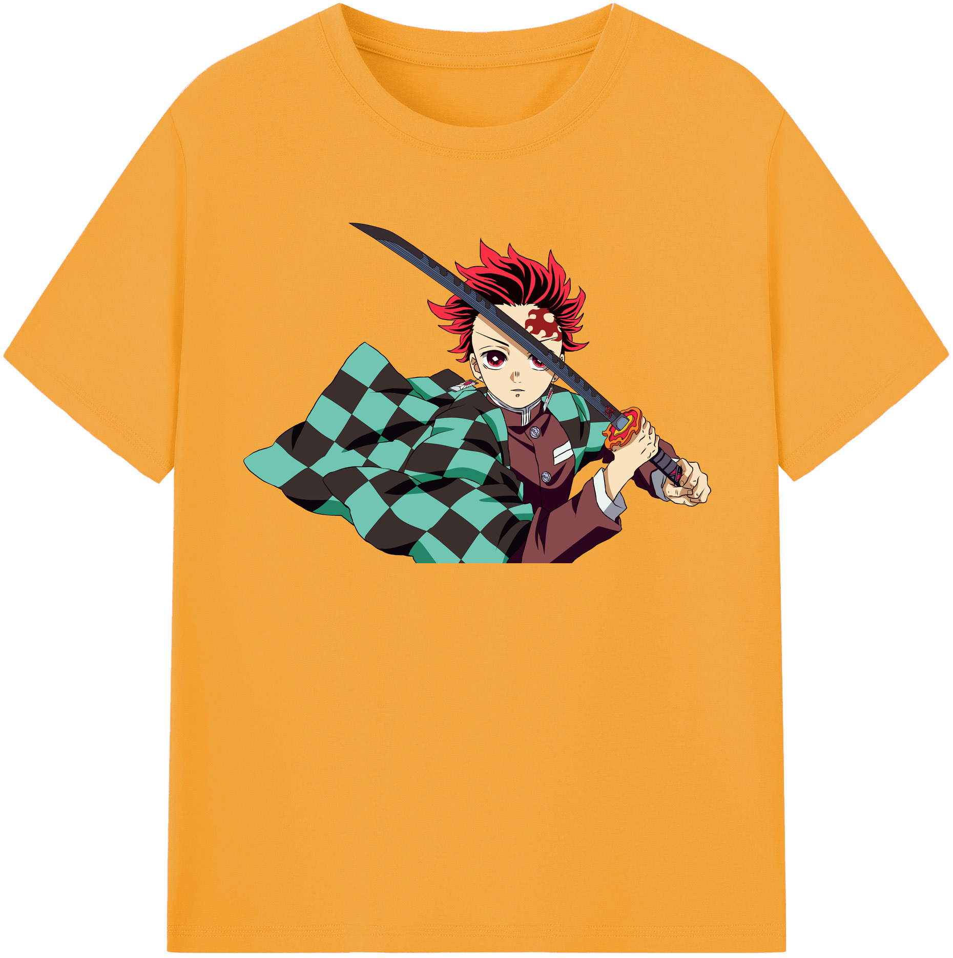 （画像用） 鬼滅の刃 竈門 炭治郎／かまど たんじろう Kamado Tanjirou 綿100％半袖Tシャツ（フロントプリント）