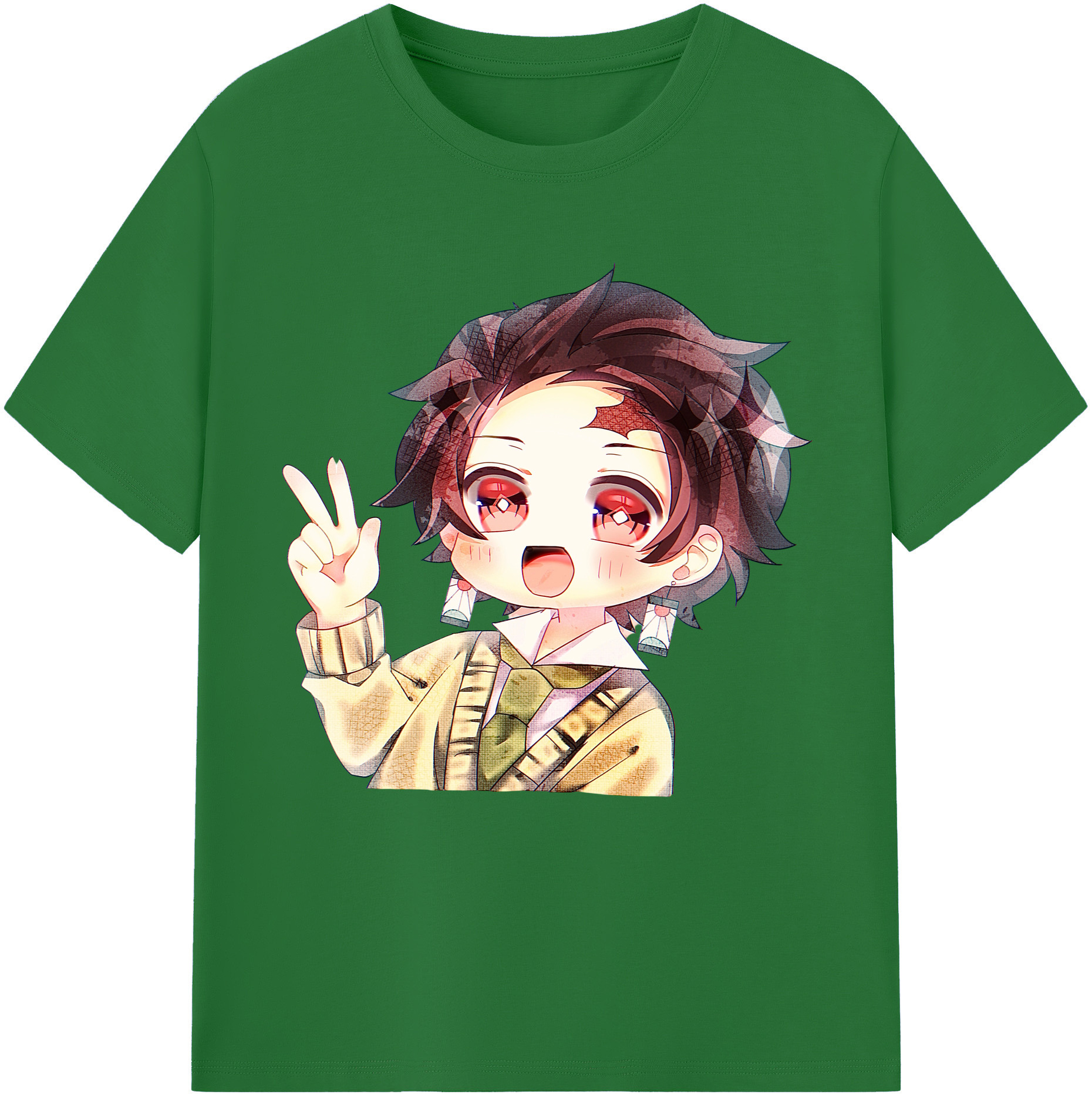 （画像用） 鬼滅の刃 竈門 炭治郎／かまど たんじろう Kamado Tanjirou 綿100％半袖Tシャツ（フロントプリント）