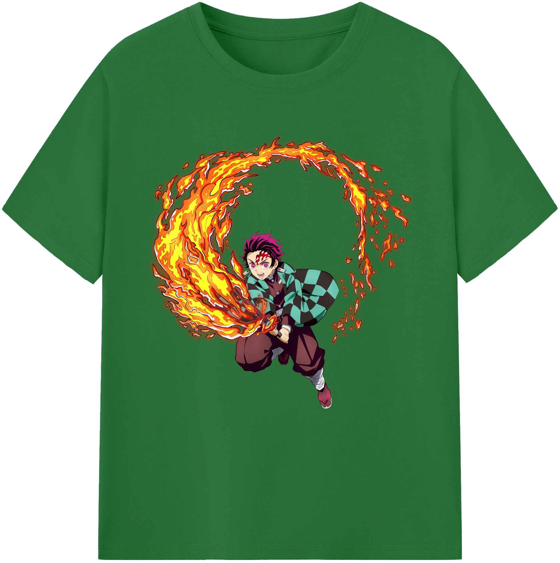 （画像用） 鬼滅の刃 竈門 炭治郎／かまど たんじろう Kamado Tanjirou 綿100％半袖Tシャツ（フロントプリント）