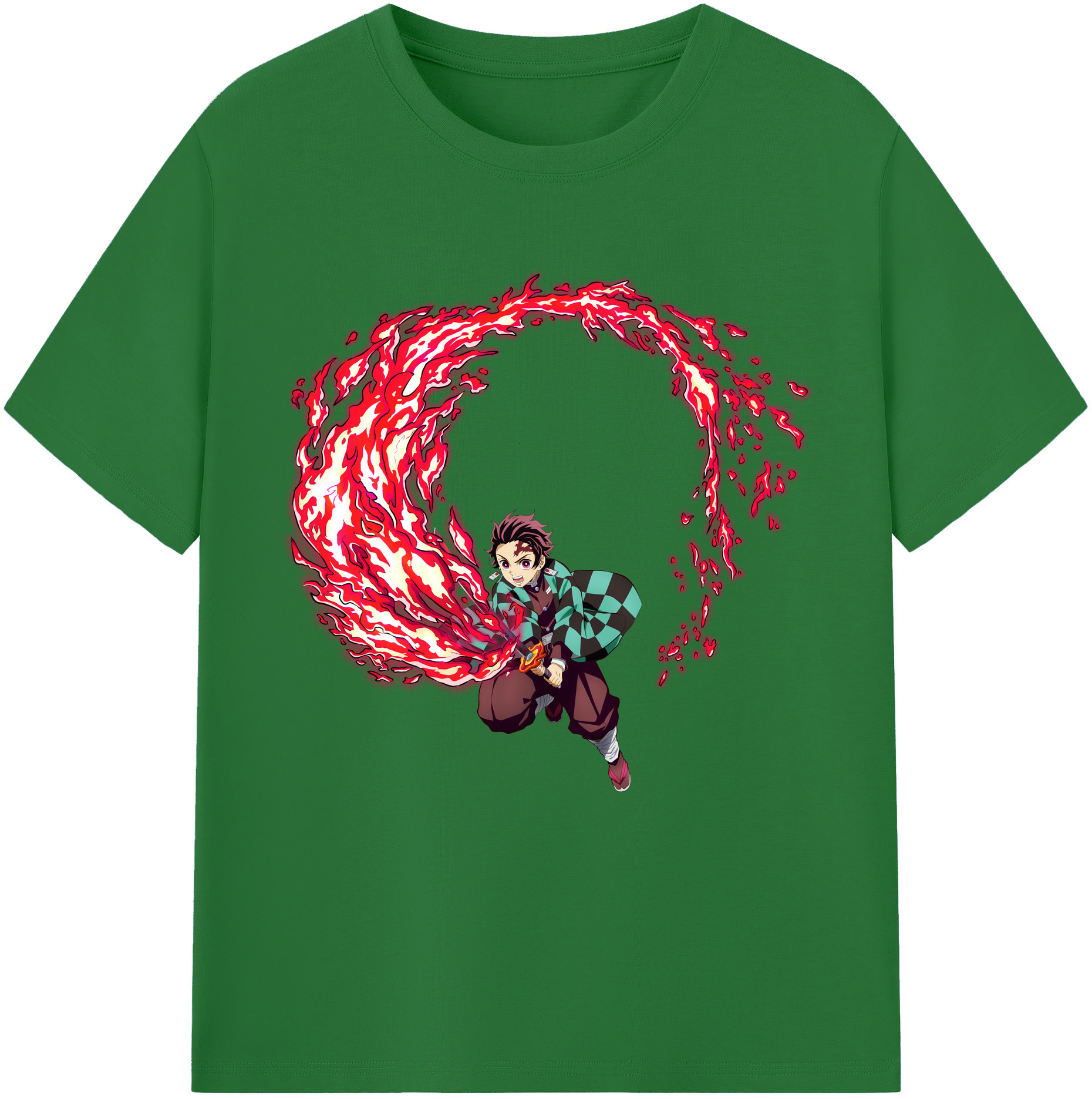 （画像用） 鬼滅の刃 竈門 炭治郎／かまど たんじろう Kamado Tanjirou 綿100％半袖Tシャツ（フロントプリント）
