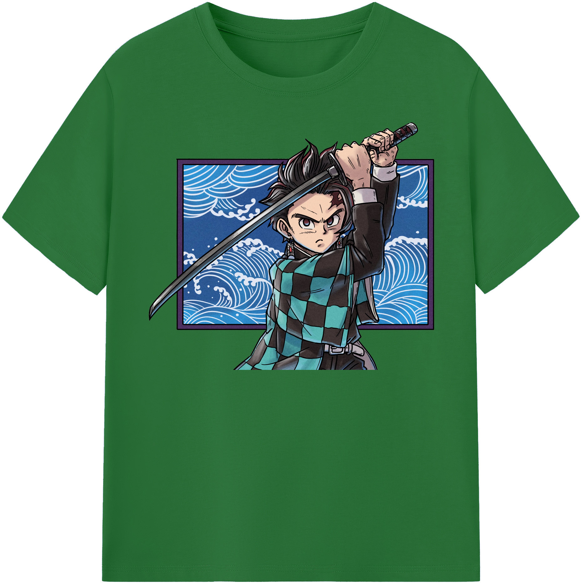 （画像用） 鬼滅の刃 竈門 炭治郎／かまど たんじろう Kamado Tanjirou 綿100％半袖Tシャツ（フロントプリント）