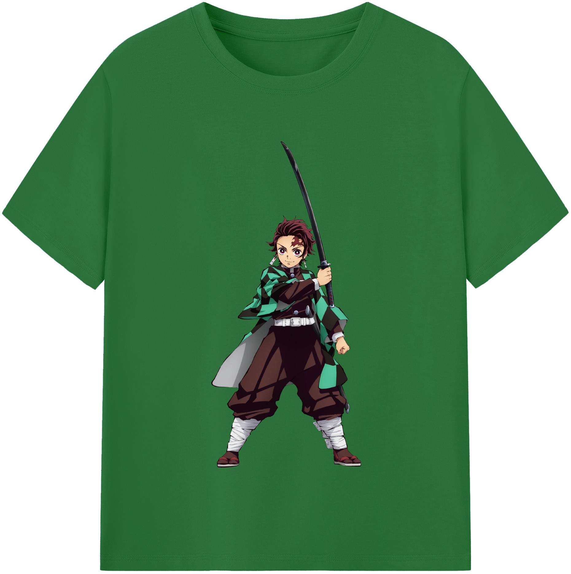 （画像用） 鬼滅の刃 竈門 炭治郎／かまど たんじろう Kamado Tanjirou 綿100％半袖Tシャツ（フロントプリント）